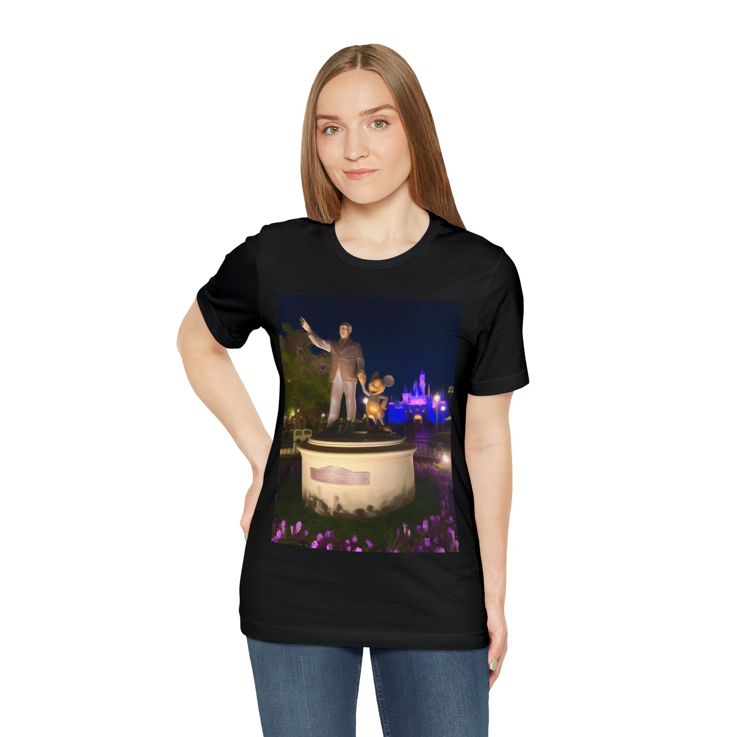 Unisex Jersey Short Sleeve Tee Painting of It's A Disney Thing! WALT & STATUE