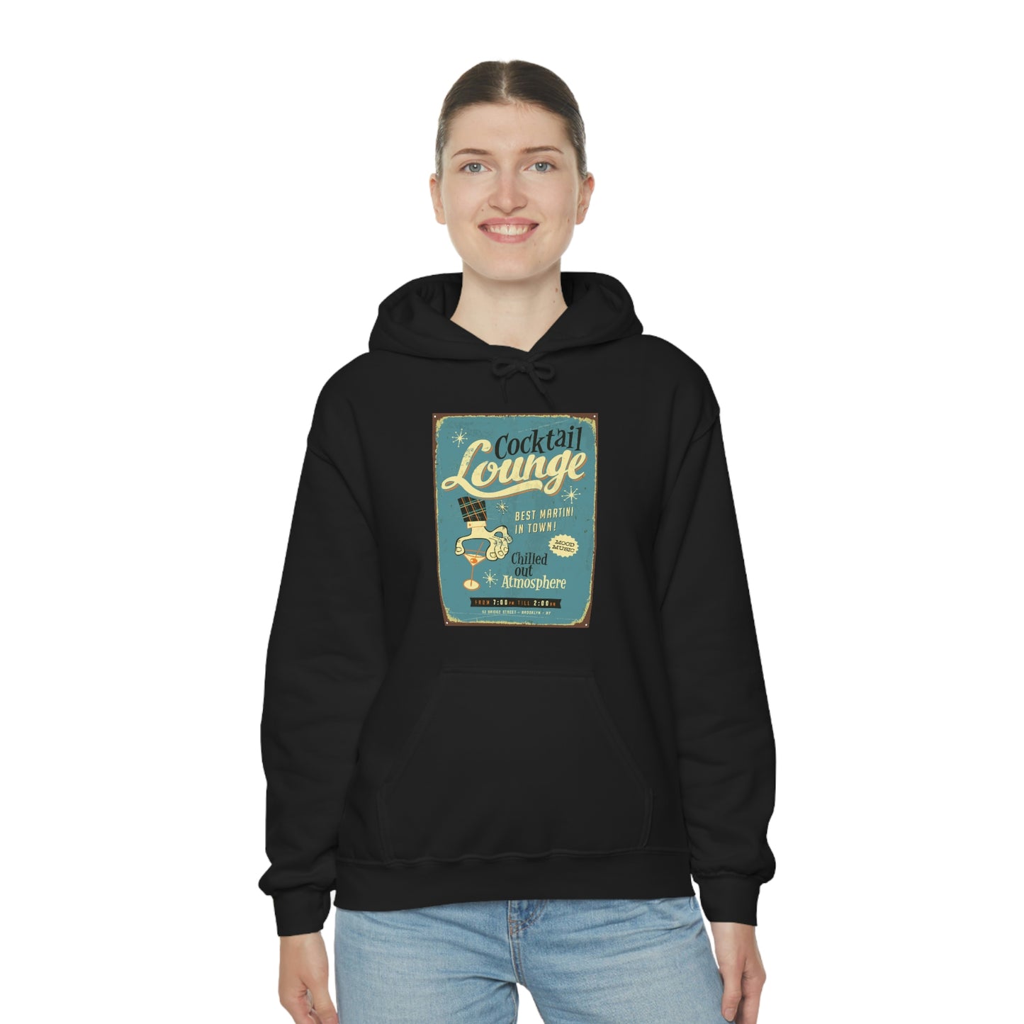 Unisex Heavy Blend™ Hooded Sweatshirt Vintage metal sign - Cocktail Lounge