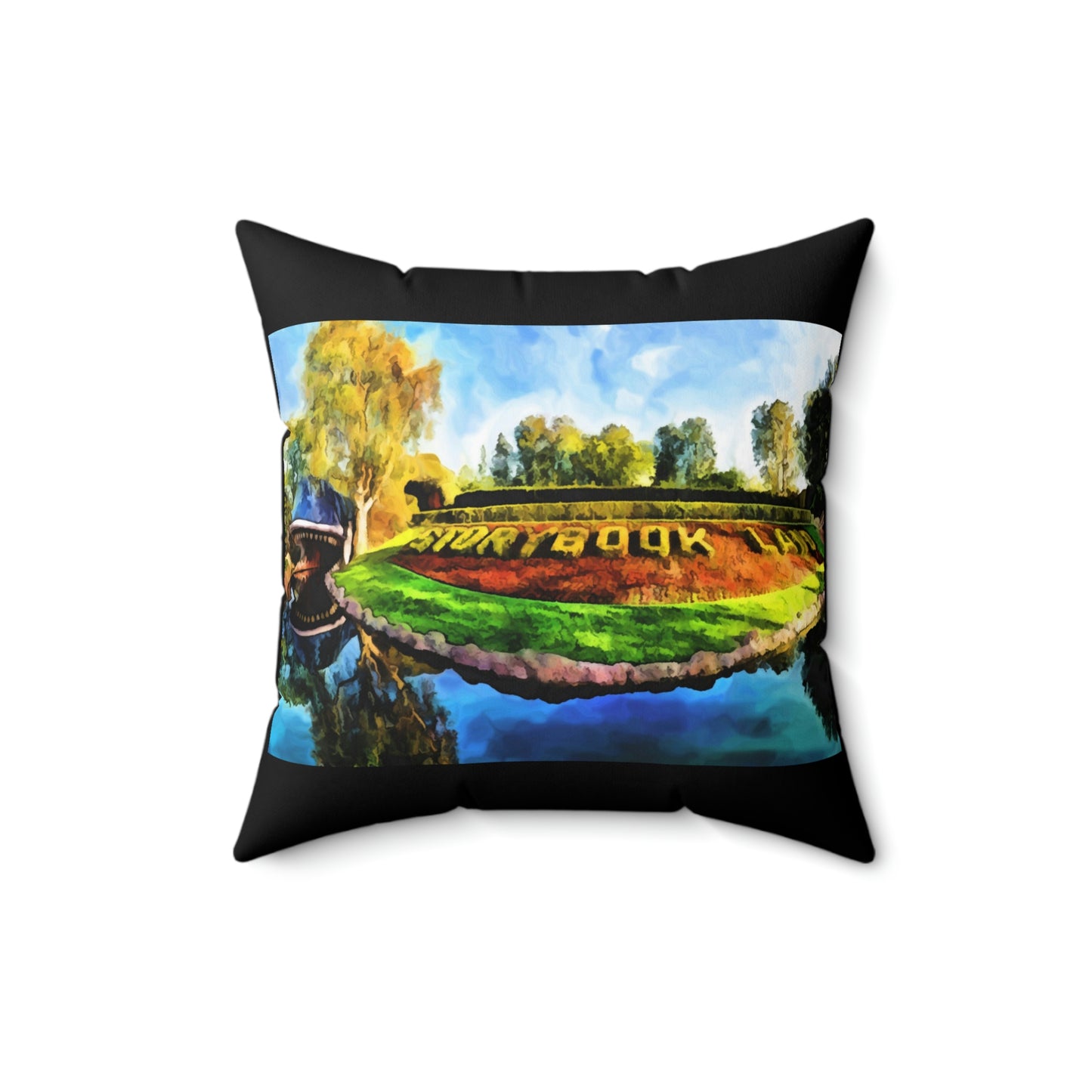 Spun Polyester Square Pillow Disneyland ~Storybook Land~ Ride