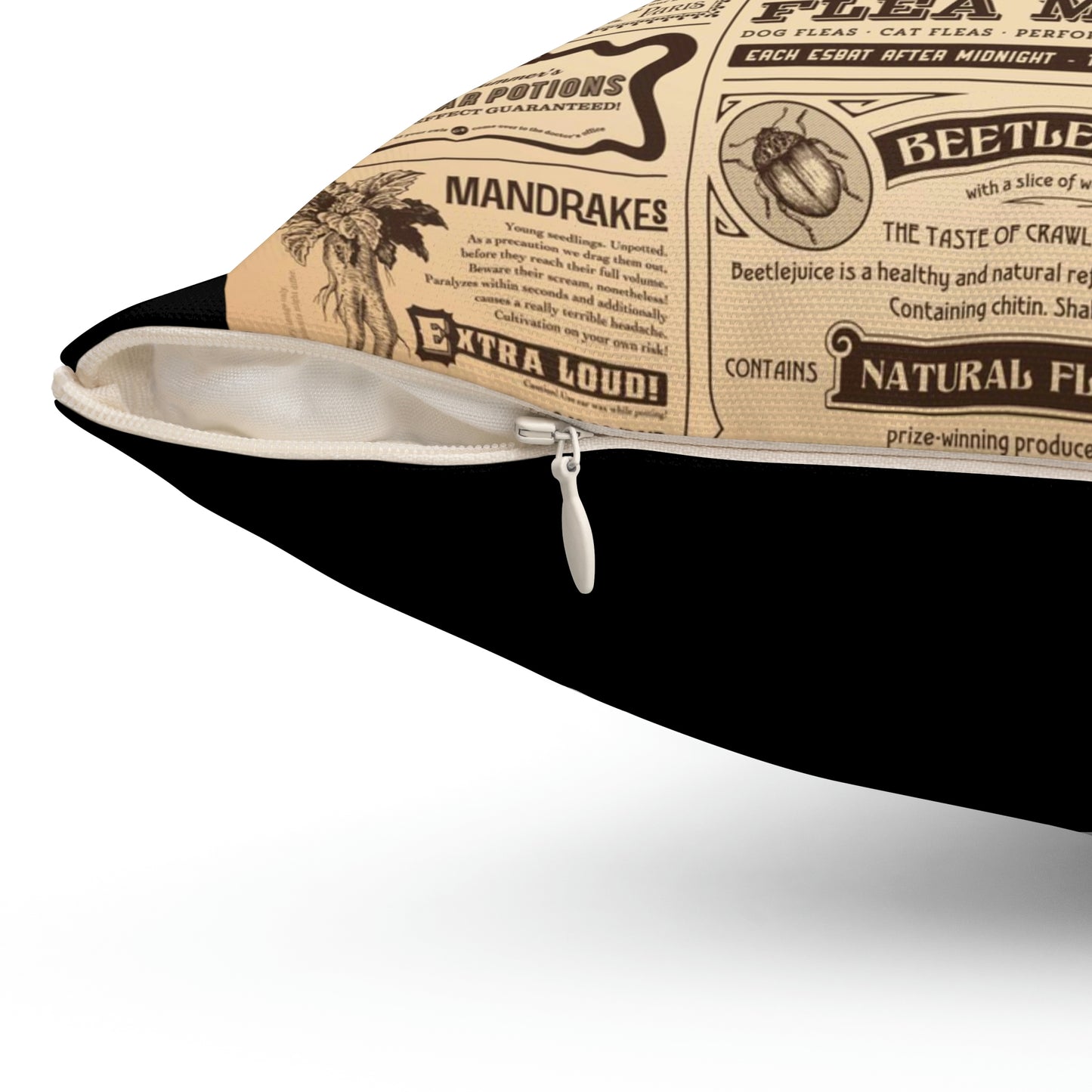 Spun Polyester Square Pillow Halloween newspaper with magical classifieds