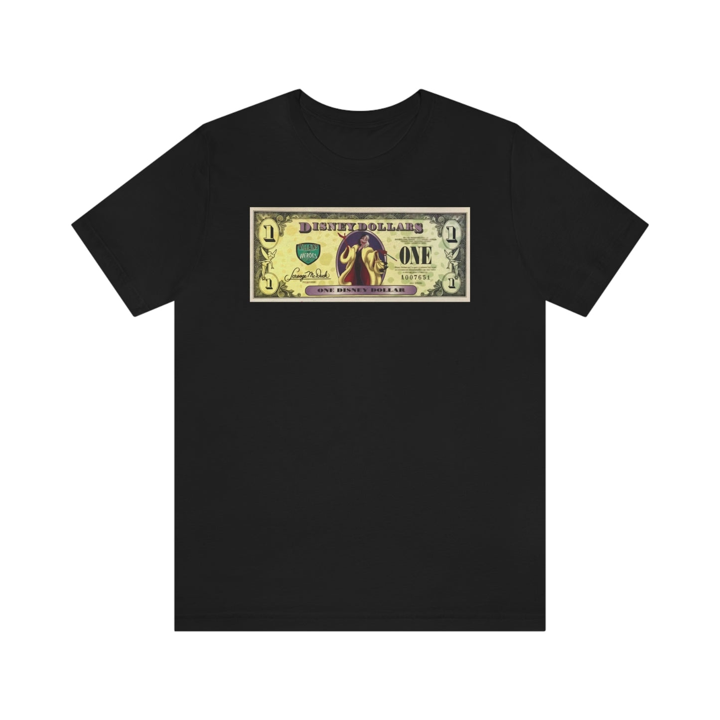 Unisex Jersey Short Sleeve Tee DISNEYLAND DOLLARS VILLAINS Cruella De Vil