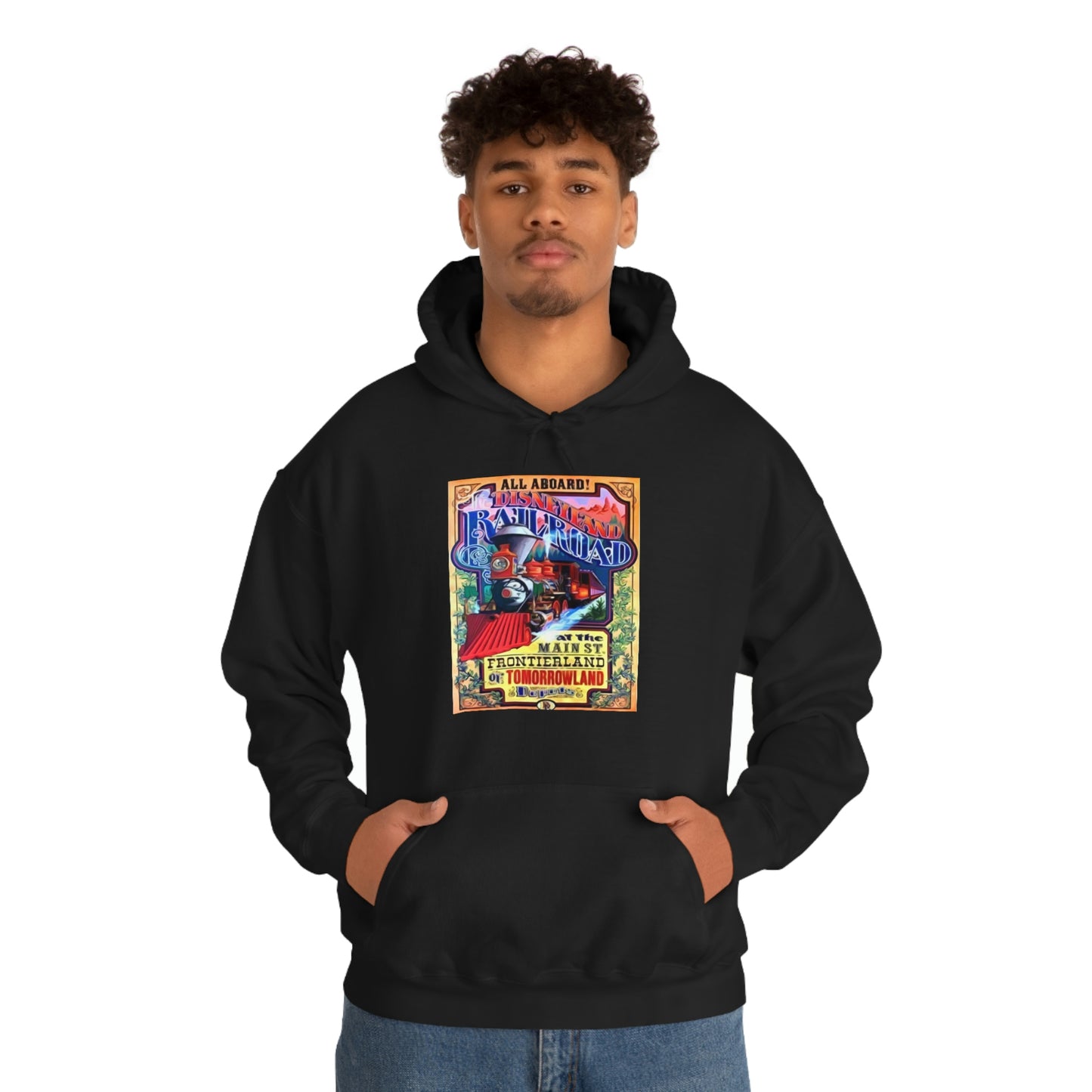 Unisex Heavy Blend Hooded Sweatshirt DISNEYLANDS RAILROAD VINTAGE Poster