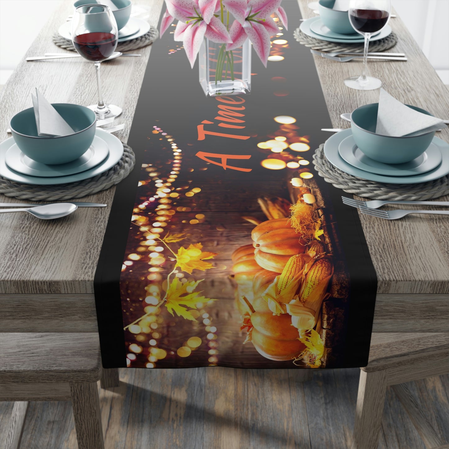 Table Runner (Cotton, Poly) Thanks Giving ~A Time For Giving~