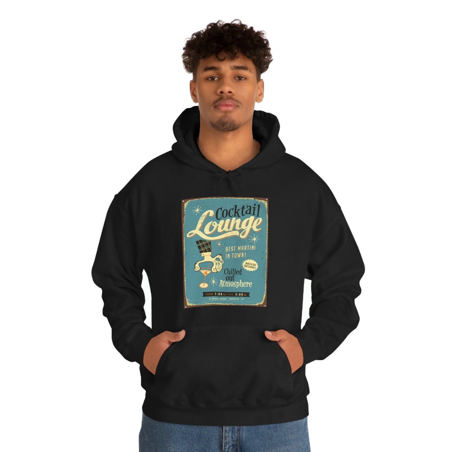 Unisex Heavy Blend™ Hooded Sweatshirt Vintage metal sign - Cocktail Lounge