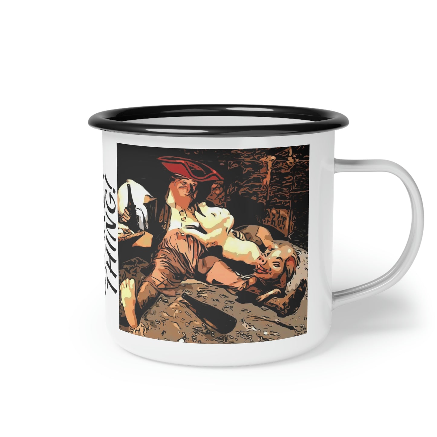 A Enamel Camp Cup Disneyland ~Pirates of the Caribbean ~ Pirate w/Pig ~ It's A Disney Thing!