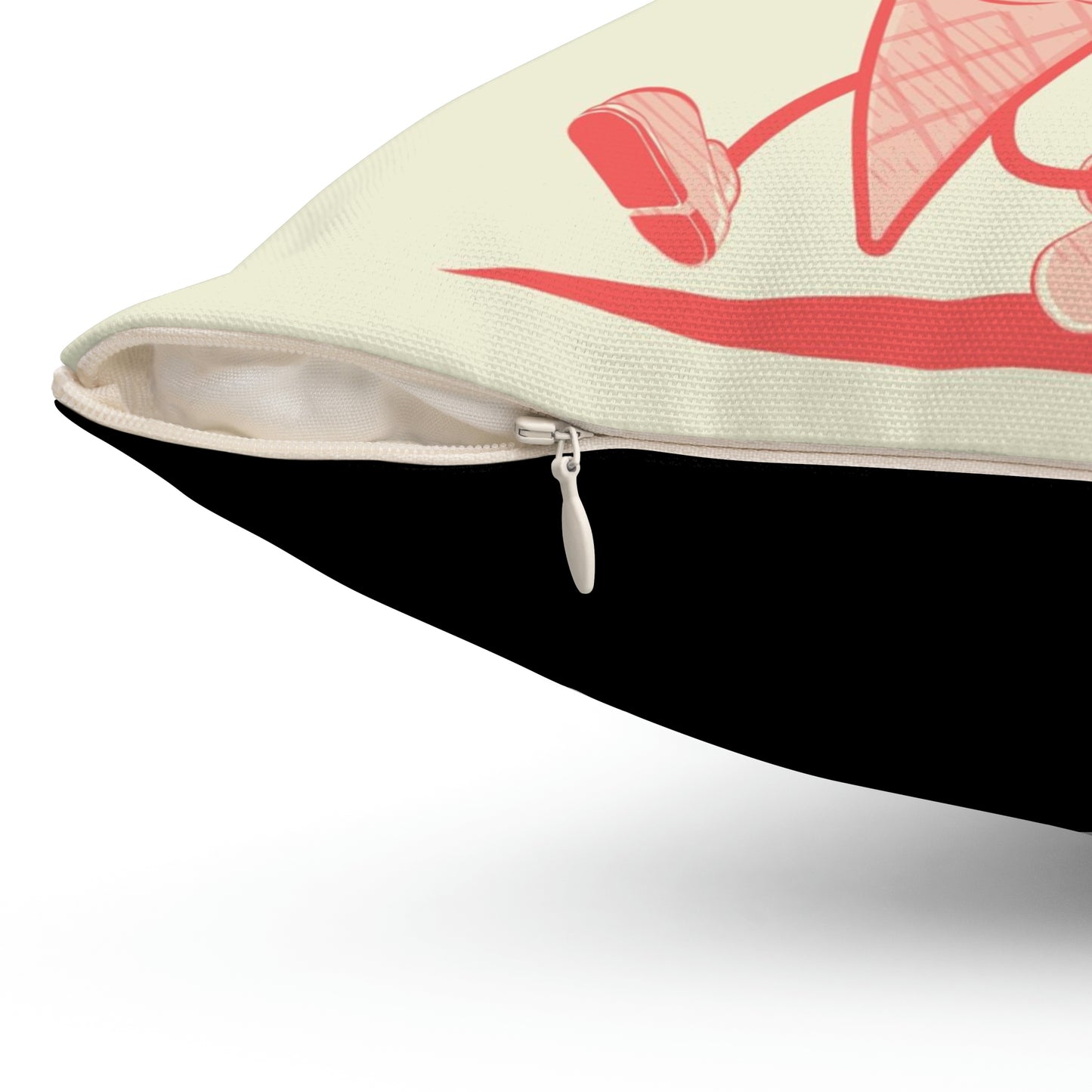 Spun Polyester Square Pillow retro cartoon illustration happy ice cream cone