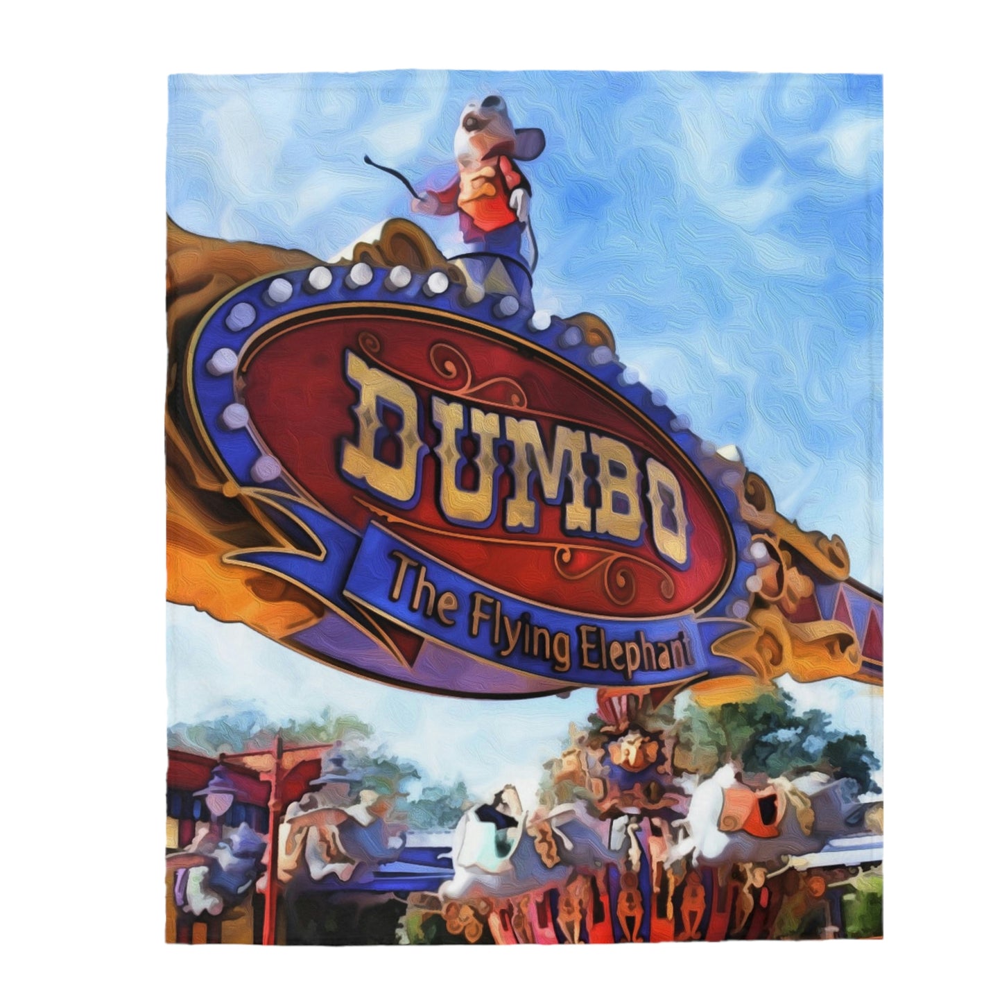 Velveteen Plush Blanket Disneyland ~ Dumbo the Flying Elephant