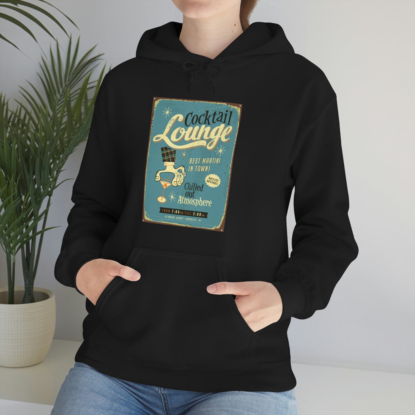 Unisex Heavy Blend™ Hooded Sweatshirt Vintage metal sign - Cocktail Lounge