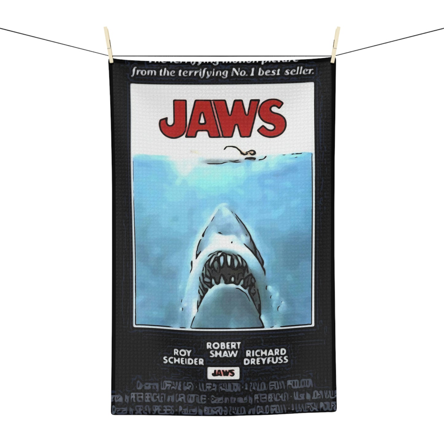 Soft Tea Towel Jaws Movie Poster Vintage