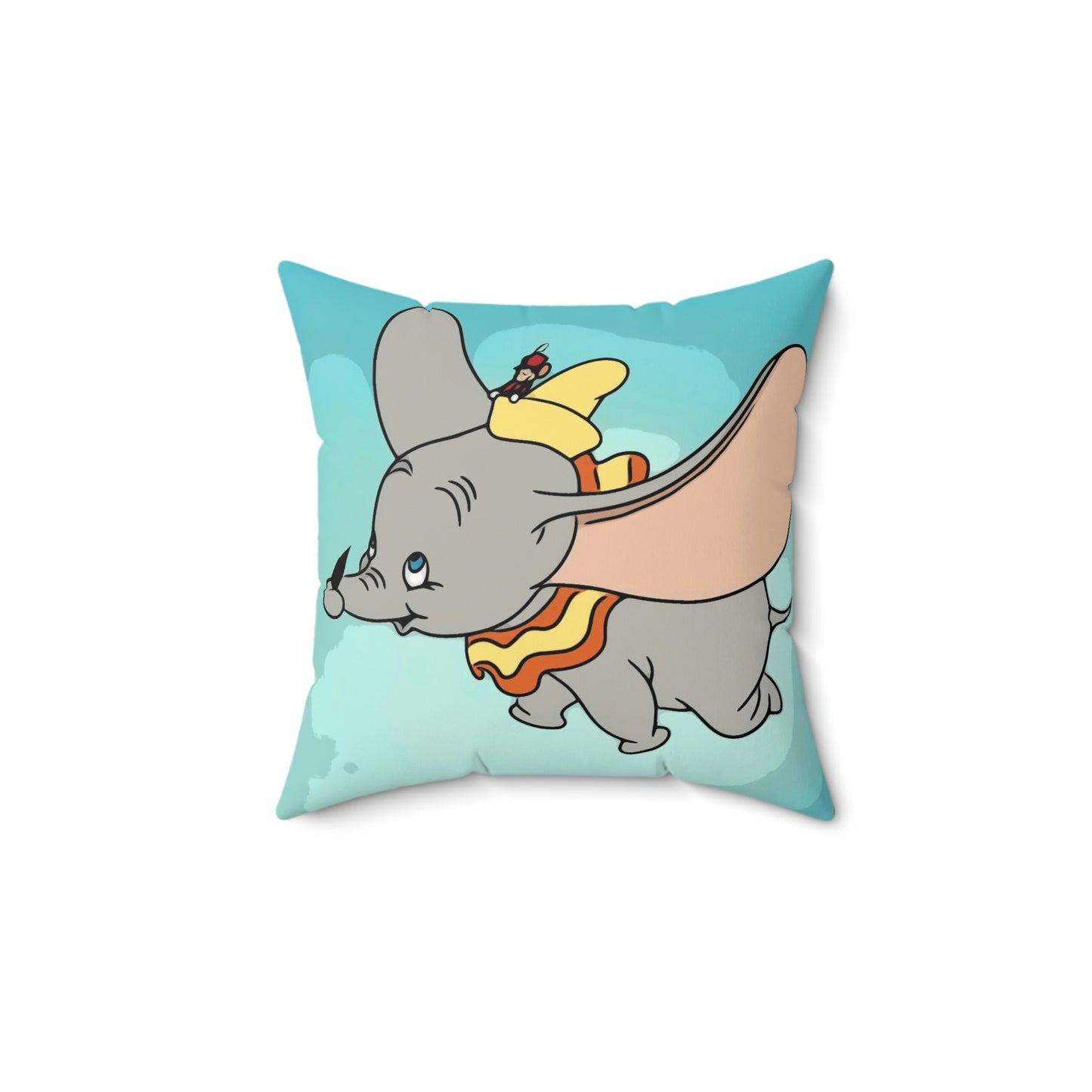 Spun Polyester Square Pillow Disney Dumbo Flying