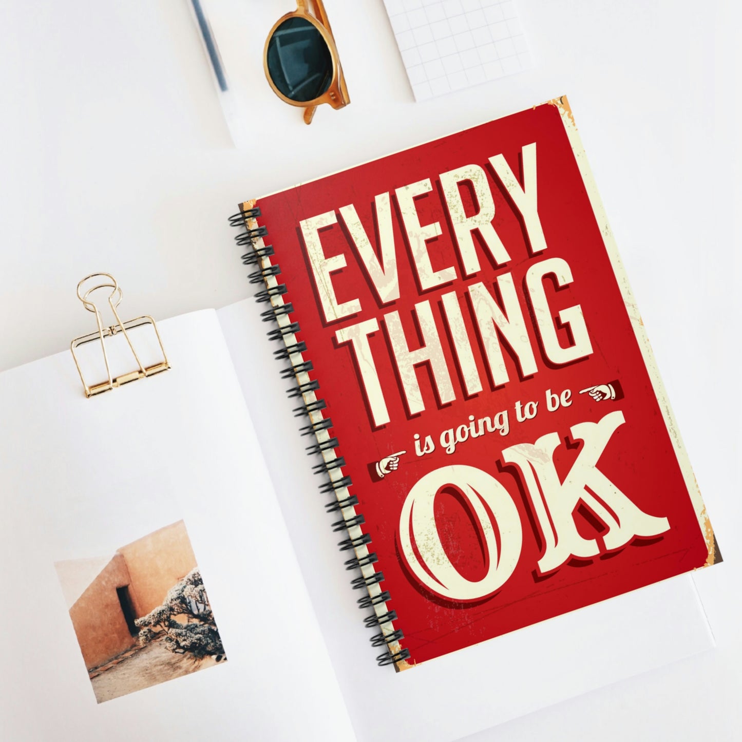 Spiral Notebook - Vintage metal sign - Everything is going to be ok
