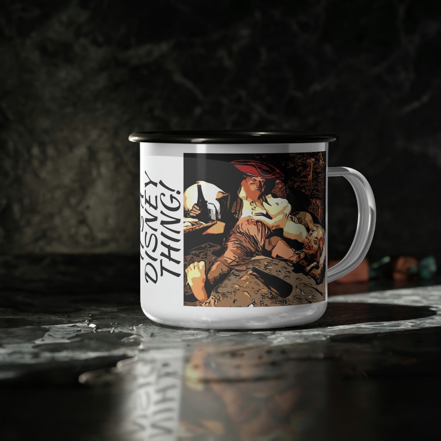 A Enamel Camp Cup Disneyland ~Pirates of the Caribbean ~ Pirate w/Pig ~ It's A Disney Thing!