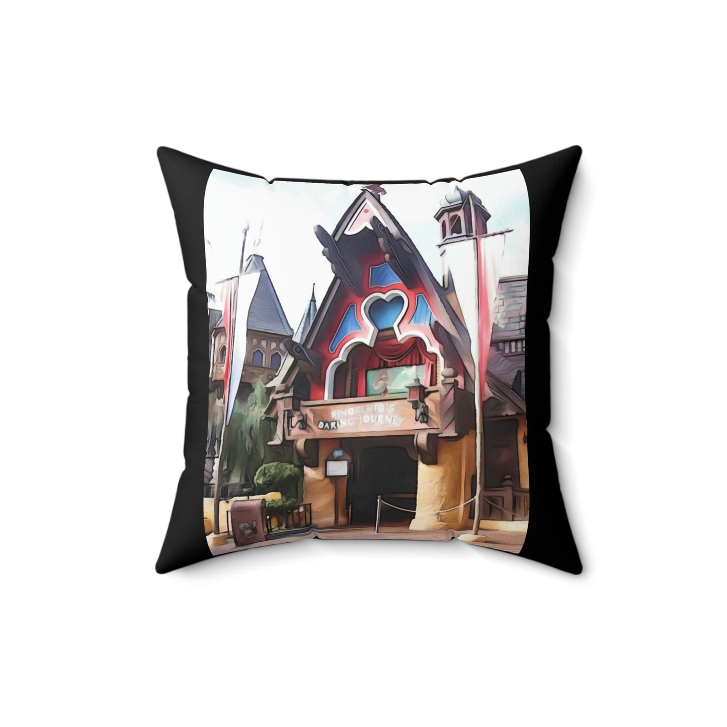 Spun Polyester Square Pillow Disneyland ~Pinocchio's Daring Journey ~ride