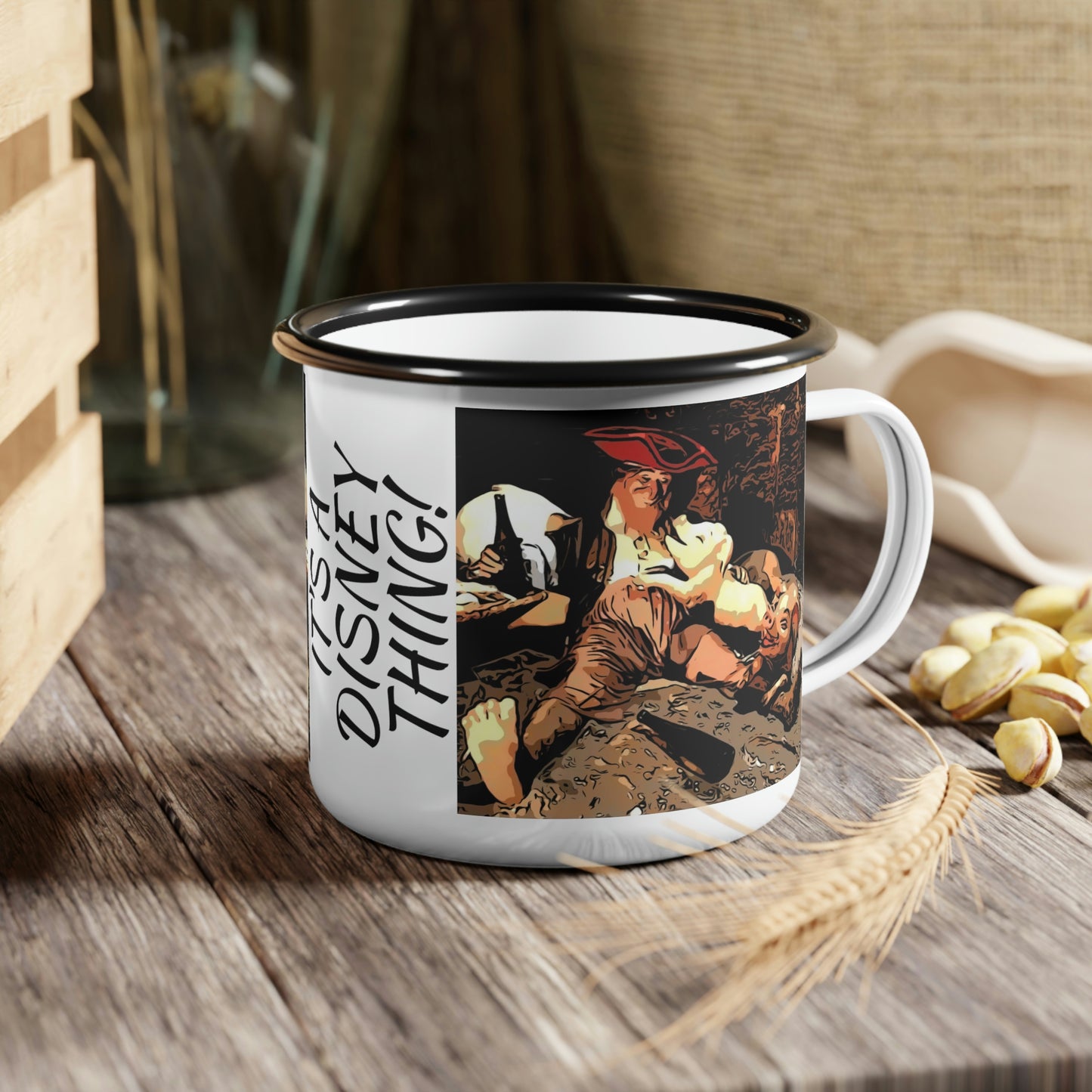 A Enamel Camp Cup Disneyland ~Pirates of the Caribbean ~ Pirate w/Pig ~ It's A Disney Thing!