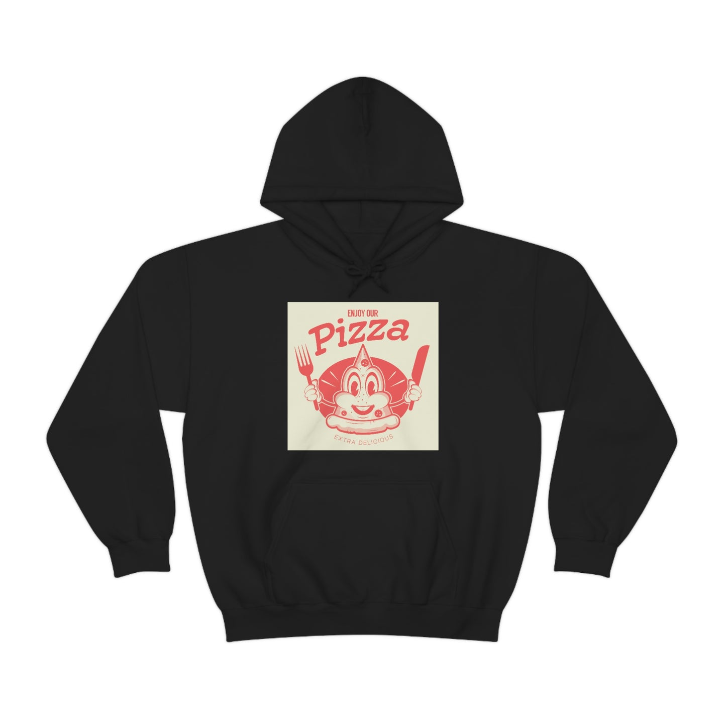 Unisex Heavy Blend™ Hooded Sweatshirt funny pizza logo in retro style