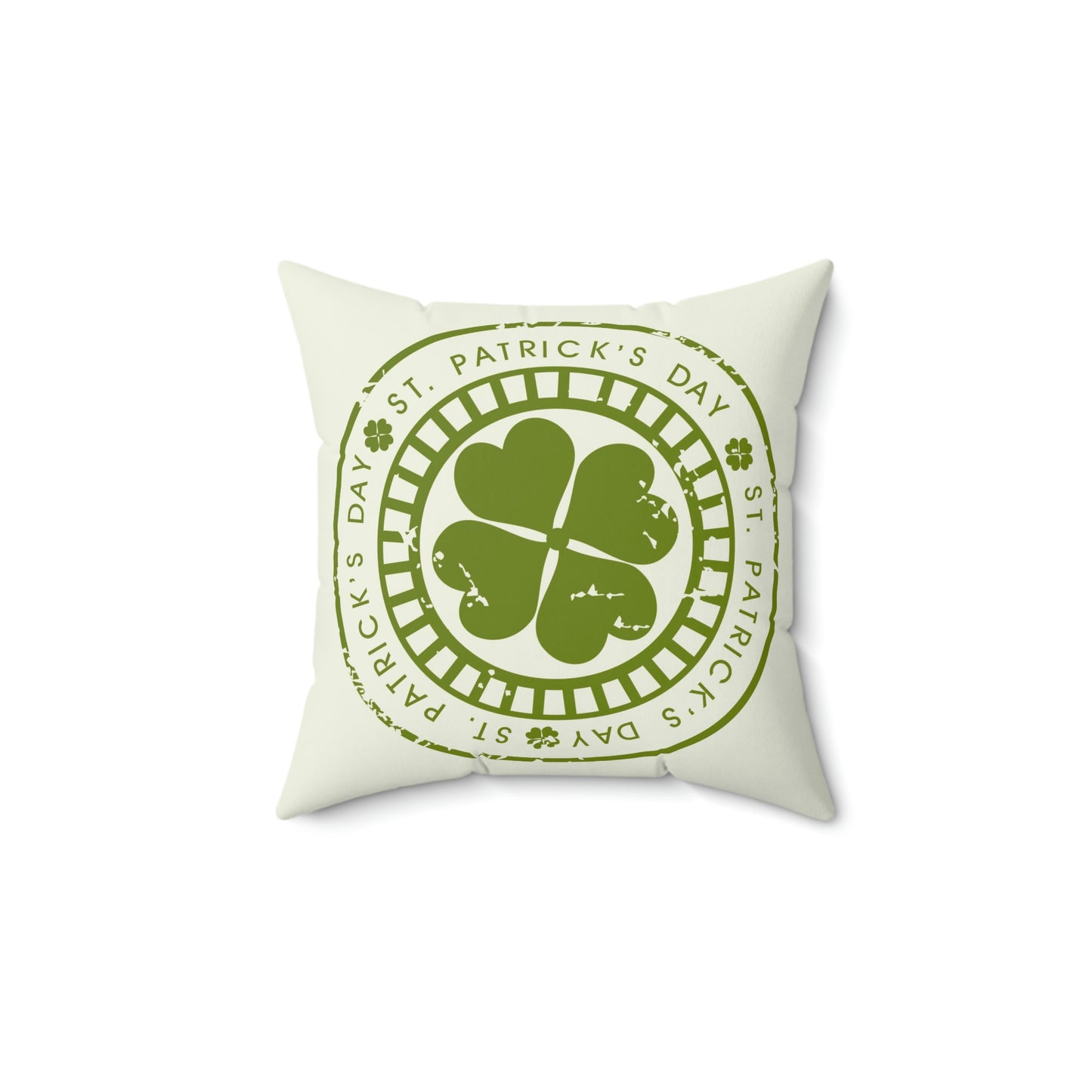 Spun Polyester Square Pillow St. Patrick's Day grungy rubber stamp