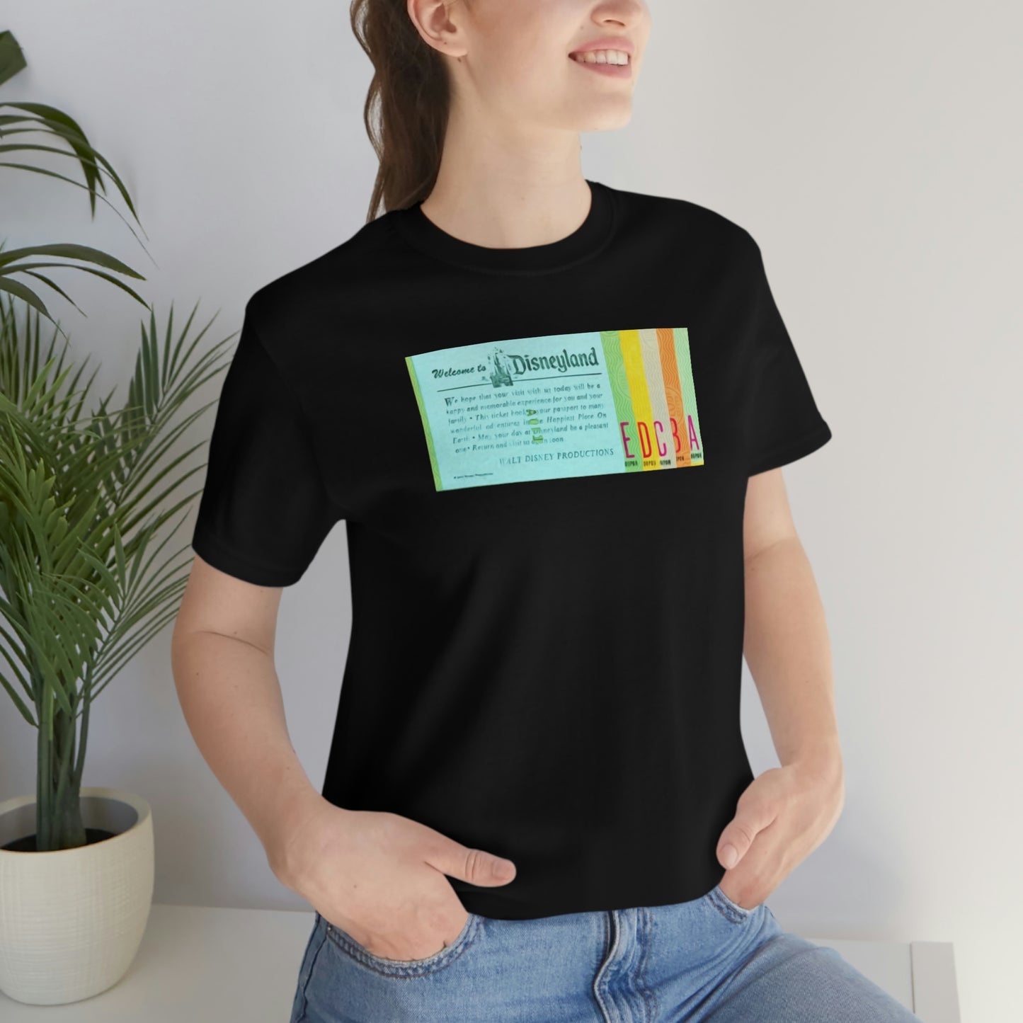 Unisex Jersey Short Sleeve Tee Disneyland vintage ticket stub - welcome