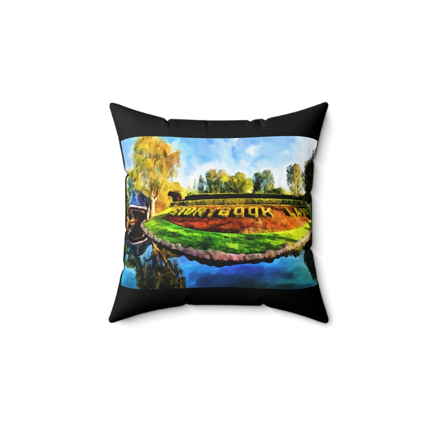 Spun Polyester Square Pillow Disneyland ~Storybook Land~ Ride