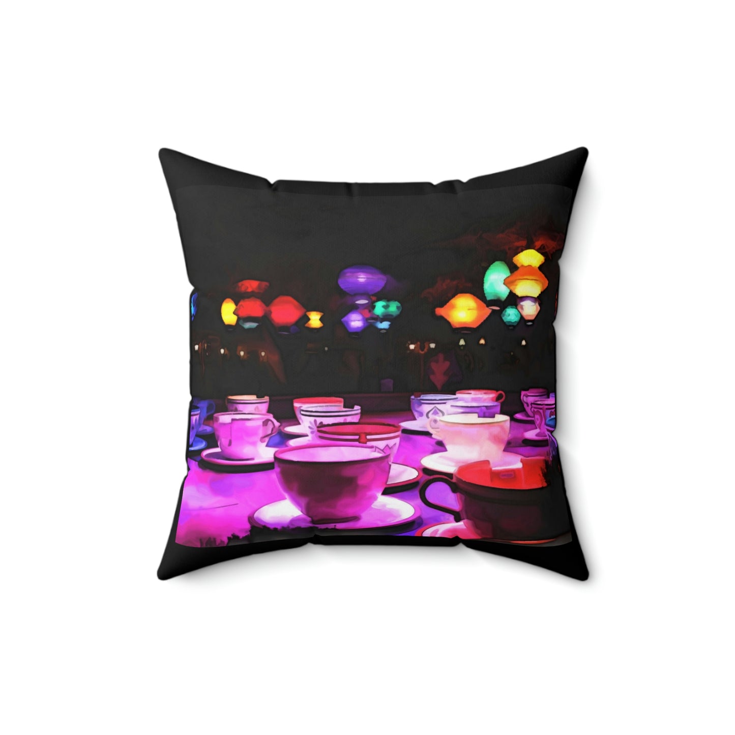 Spun Polyester Square Pillow Disneyland ~Mad Hatter Tea Party~
