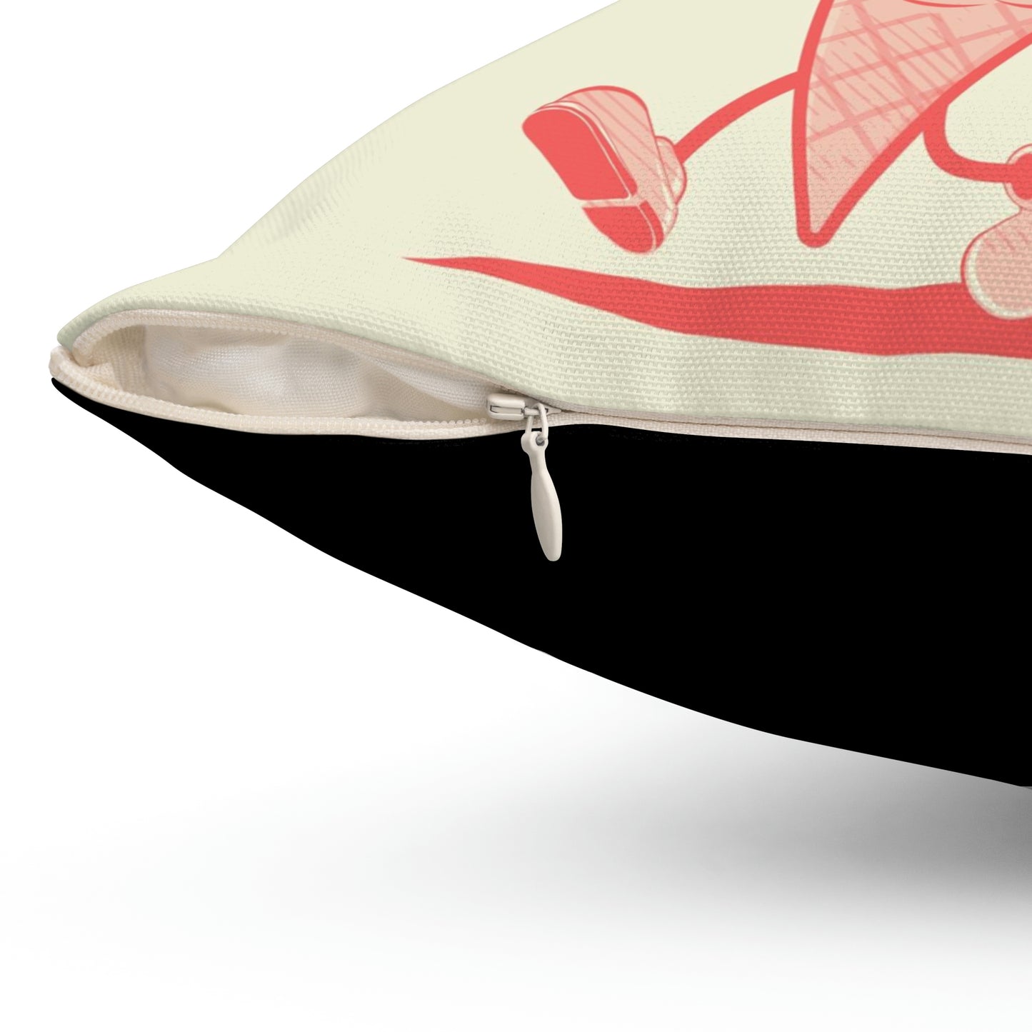 Spun Polyester Square Pillow retro cartoon illustration happy ice cream cone