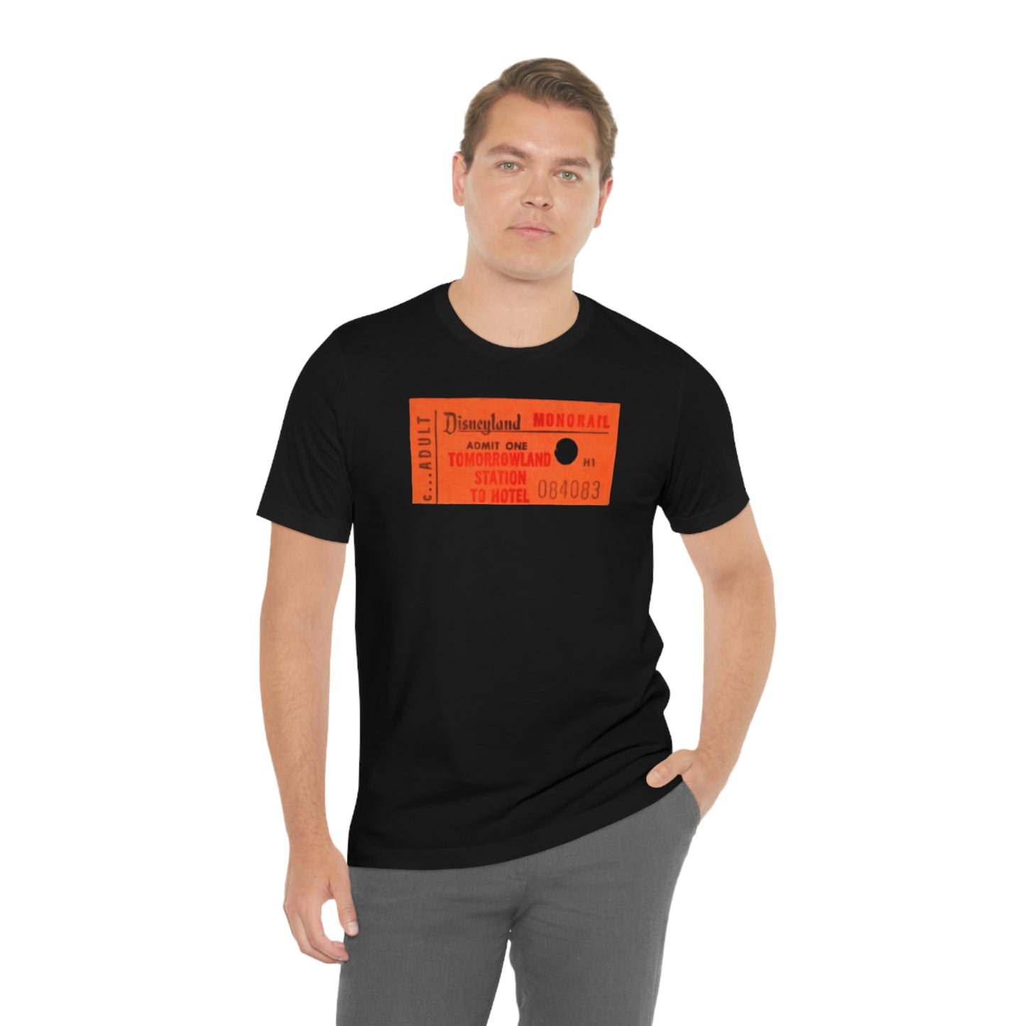 Unisex Jersey Short Sleeve Tee Disneyland vintage ticket stub - MonoRail