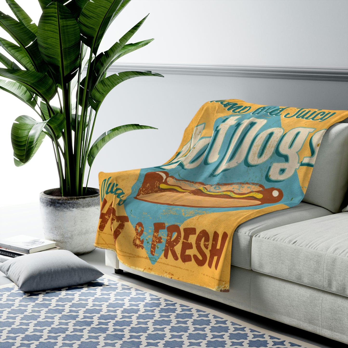 Velveteen Plush Blanket Vintage tin sign - Hot Dogs