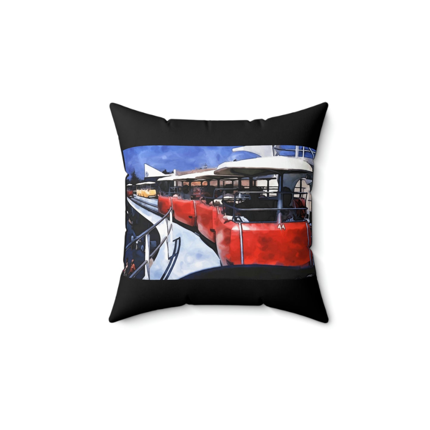 Spun Polyester Square Pillow Disneyland ~People Mover~ Ride