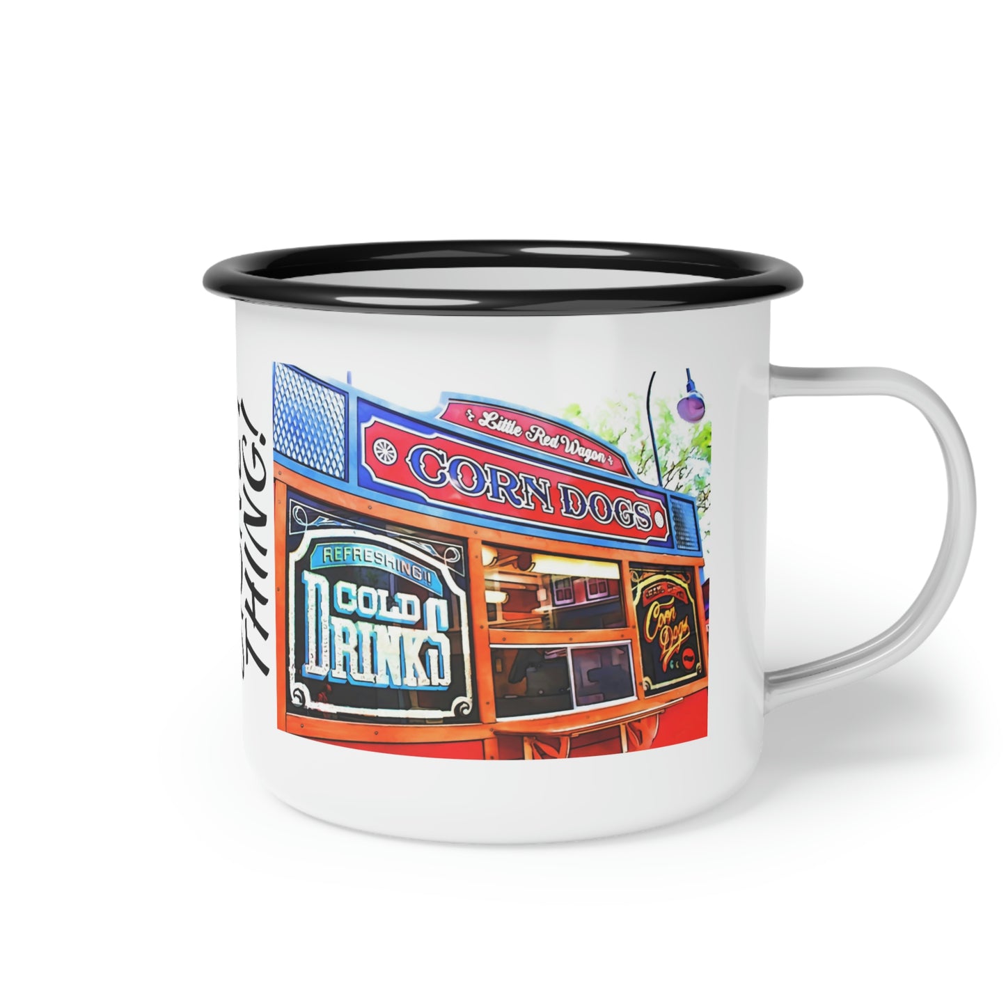 A Enamel Camp Cup Disneyland ~Little Red Wagon Corn Dogs~ It's A Disney Thing!