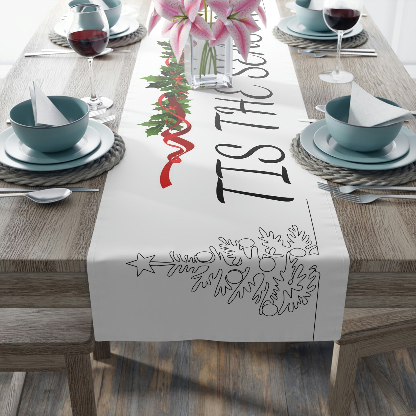 Table Runner (Cotton, Poly)Christmas ~Tis the Season~