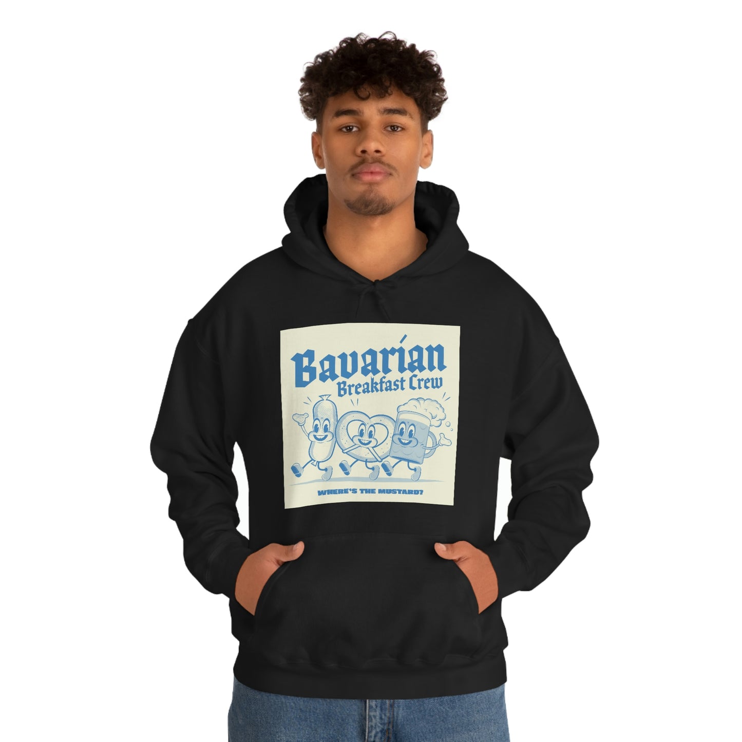 Unisex Heavy Blend™ Hooded Sweatshirt funny cartoon illustration of bavarian