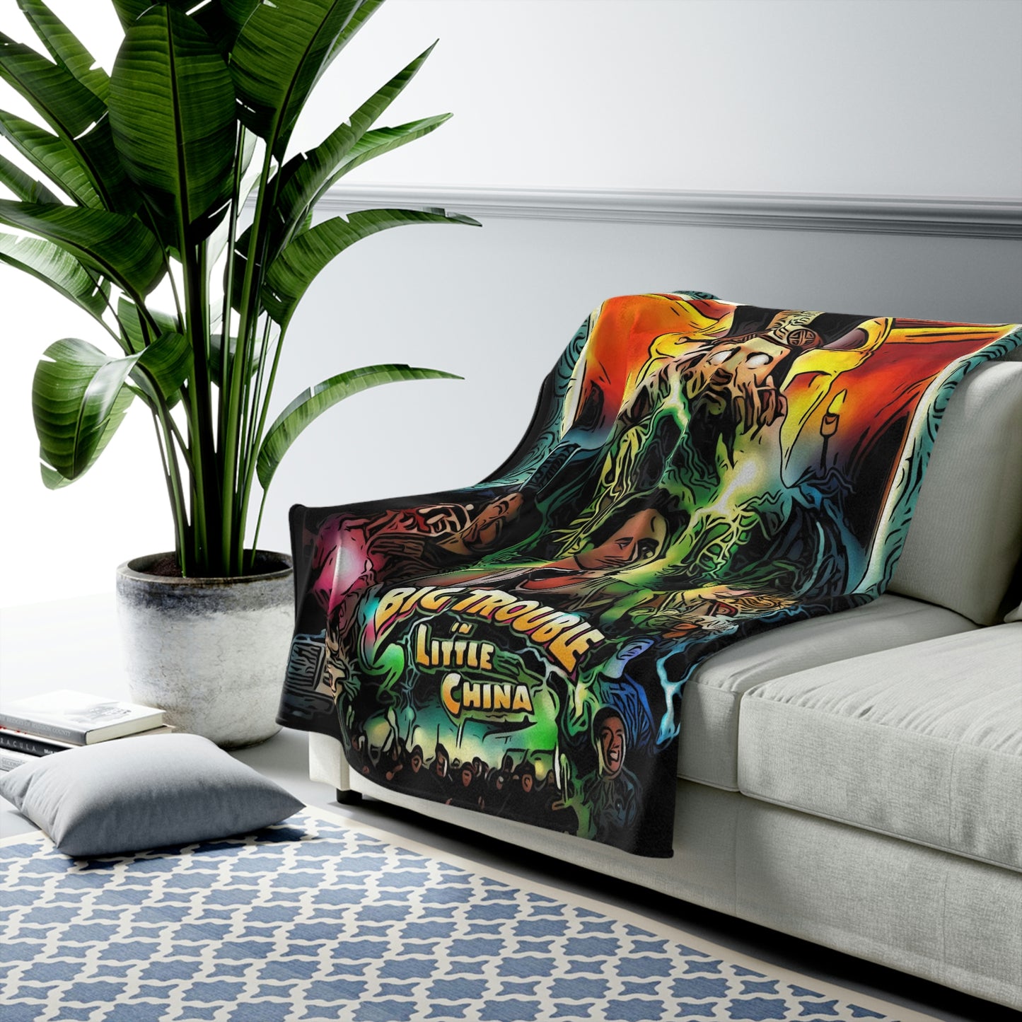 Velveteen Plush Blanket Big Trouble in Little China Movie Poster