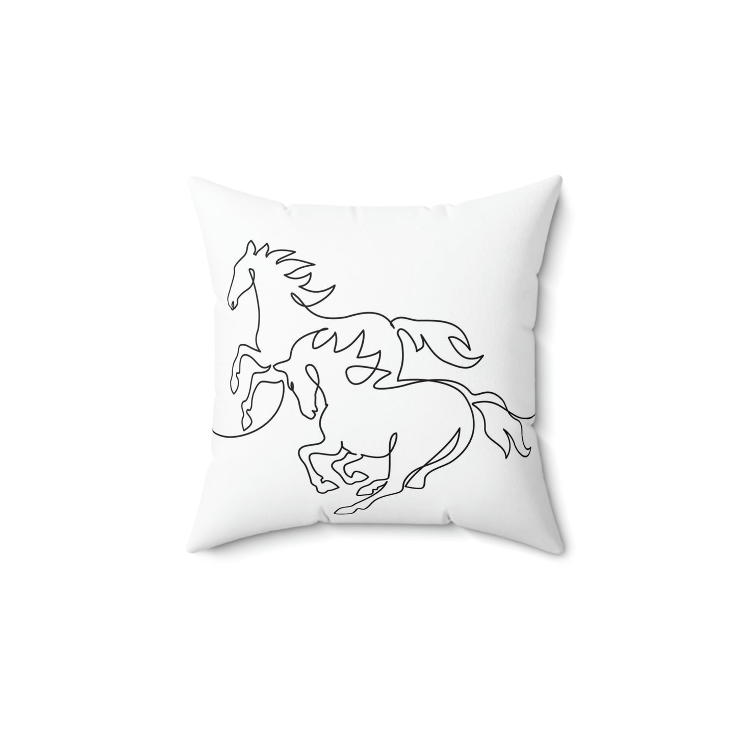 Spun Polyester Square Pillow Galloping horses. Continuous one line