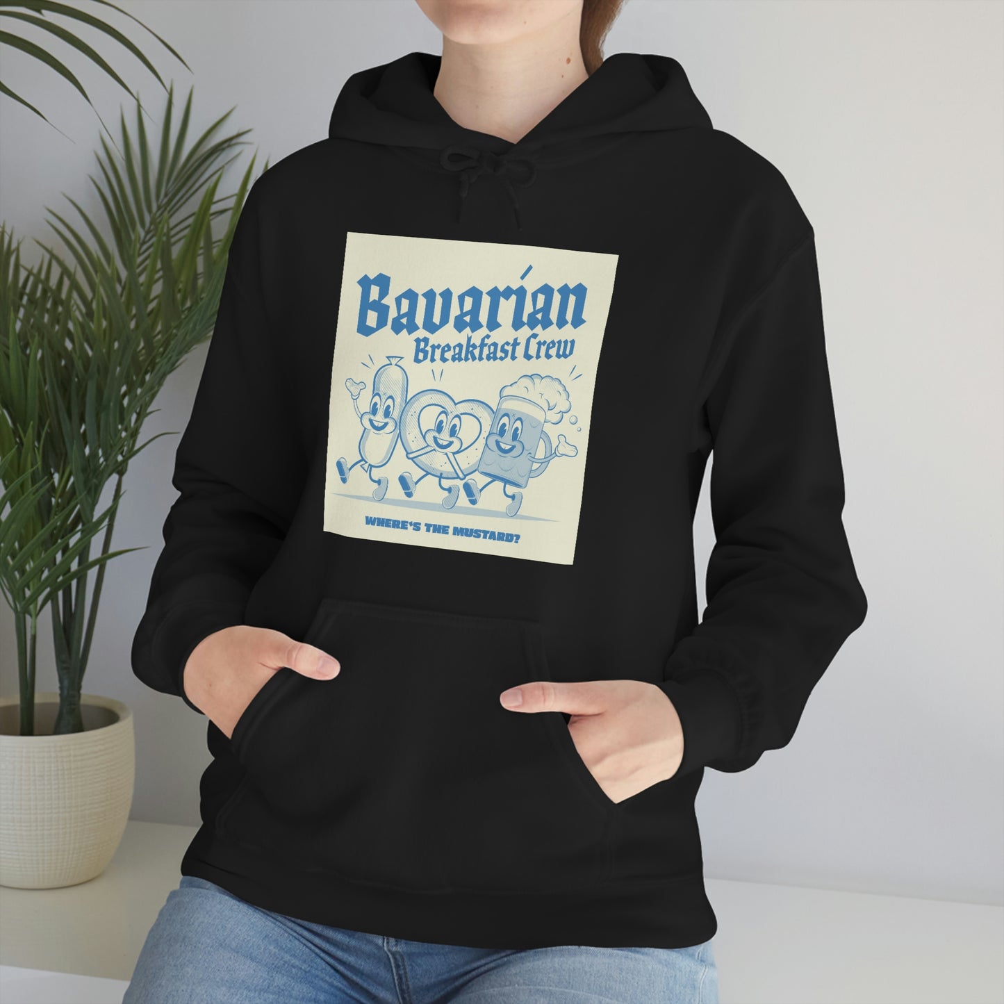 Unisex Heavy Blend™ Hooded Sweatshirt funny cartoon illustration of bavarian