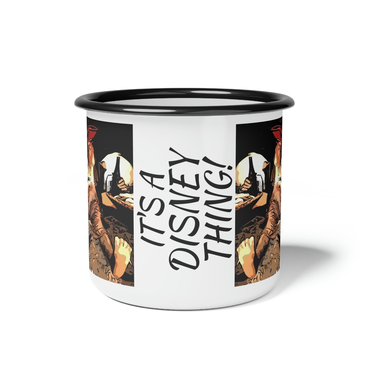 A Enamel Camp Cup Disneyland ~Pirates of the Caribbean ~ Pirate w/Pig ~ It's A Disney Thing!