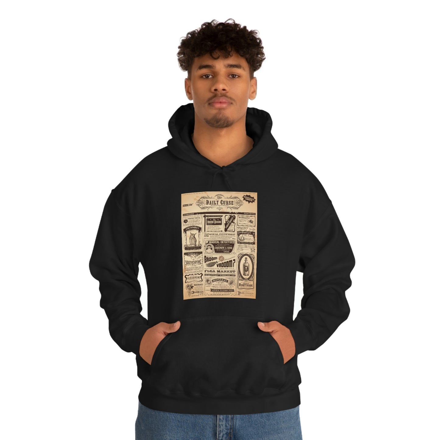 Unisex Heavy Blend™ Hooded Sweatshirt Halloween newspaper magical classifieds