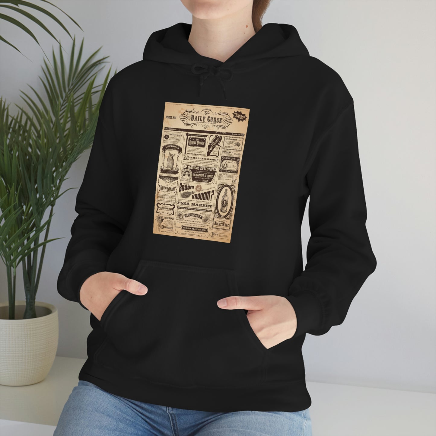 Unisex Heavy Blend™ Hooded Sweatshirt Halloween newspaper magical classifieds