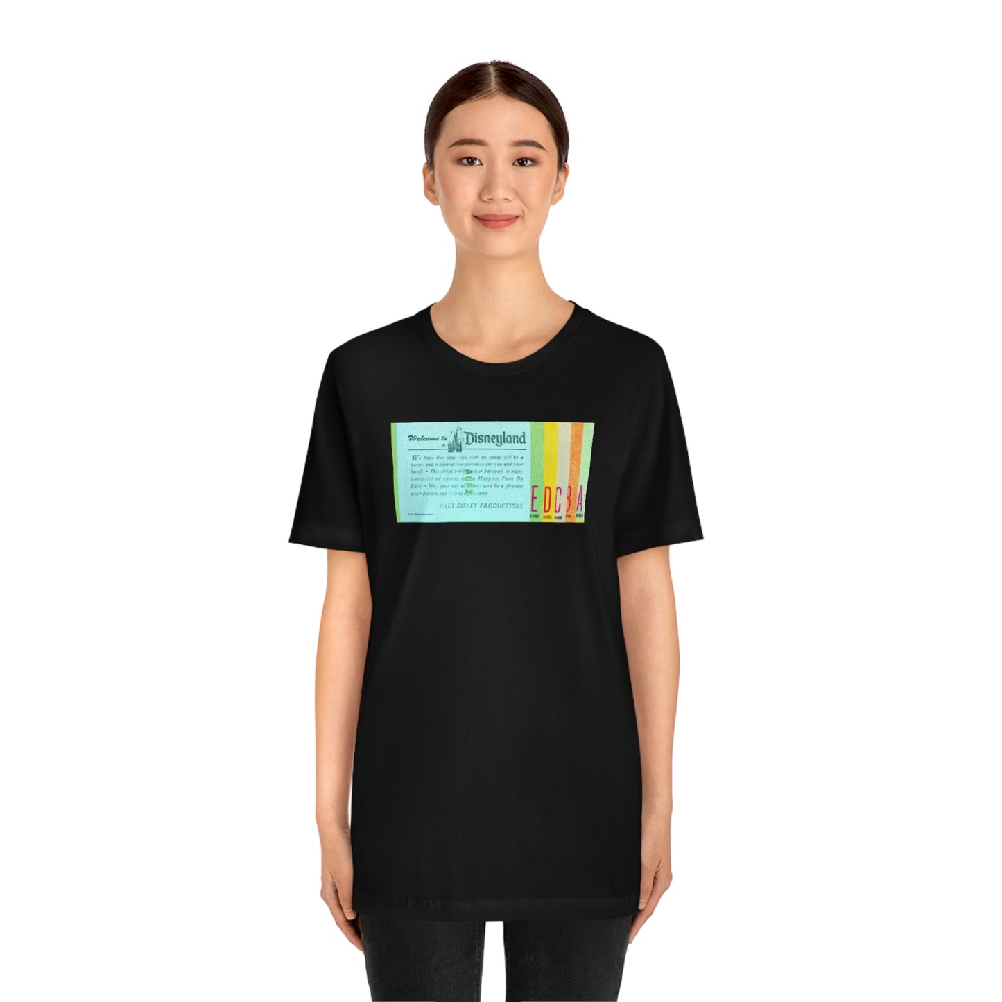 Unisex Jersey Short Sleeve Tee Disneyland vintage ticket stub - welcome