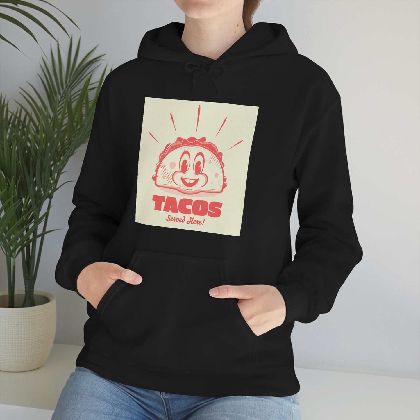 Unisex Heavy Blend™ Hooded Sweatshirt funny cartoon logo of a happy taco