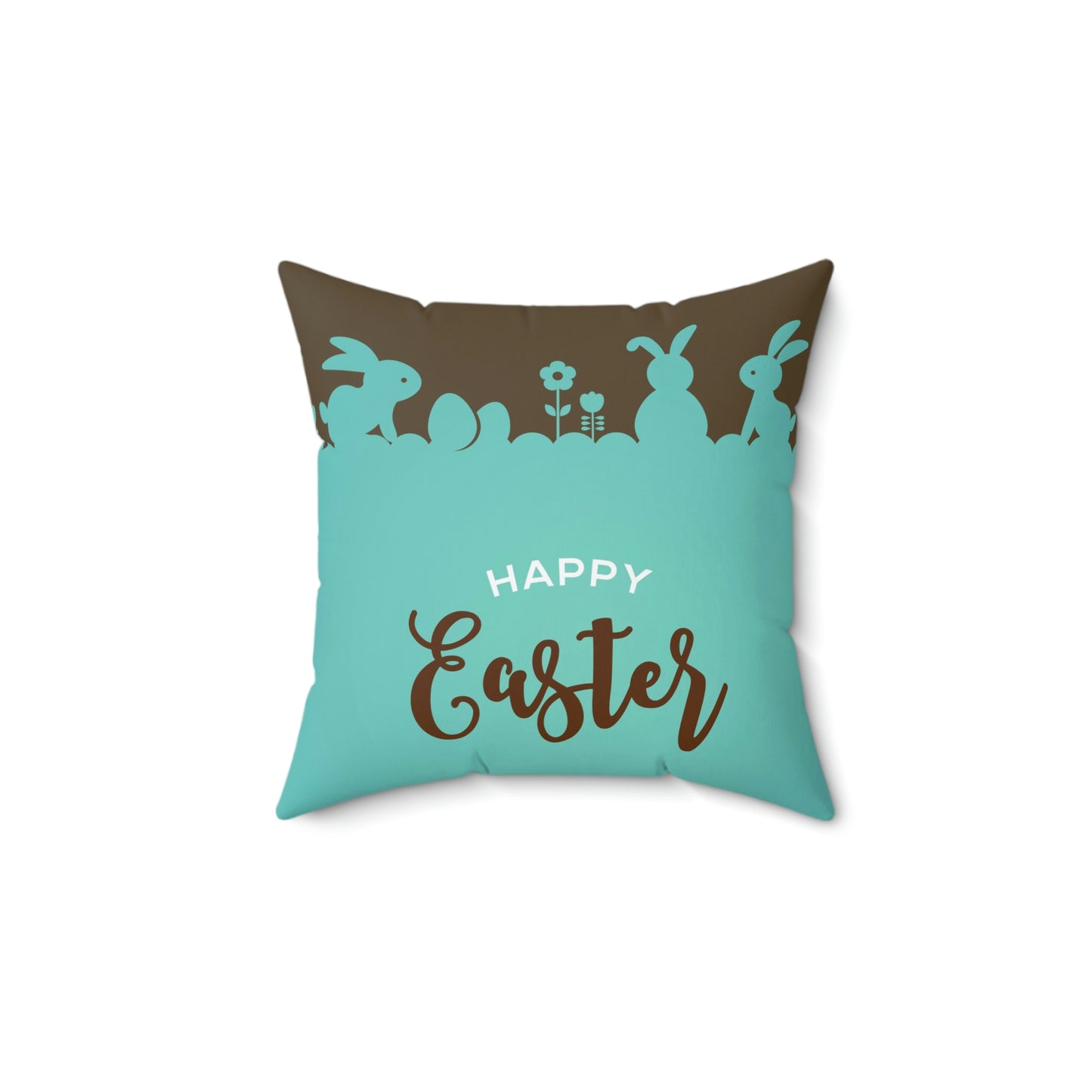 Spun Polyester Square Pillow Easter design with cute bunny