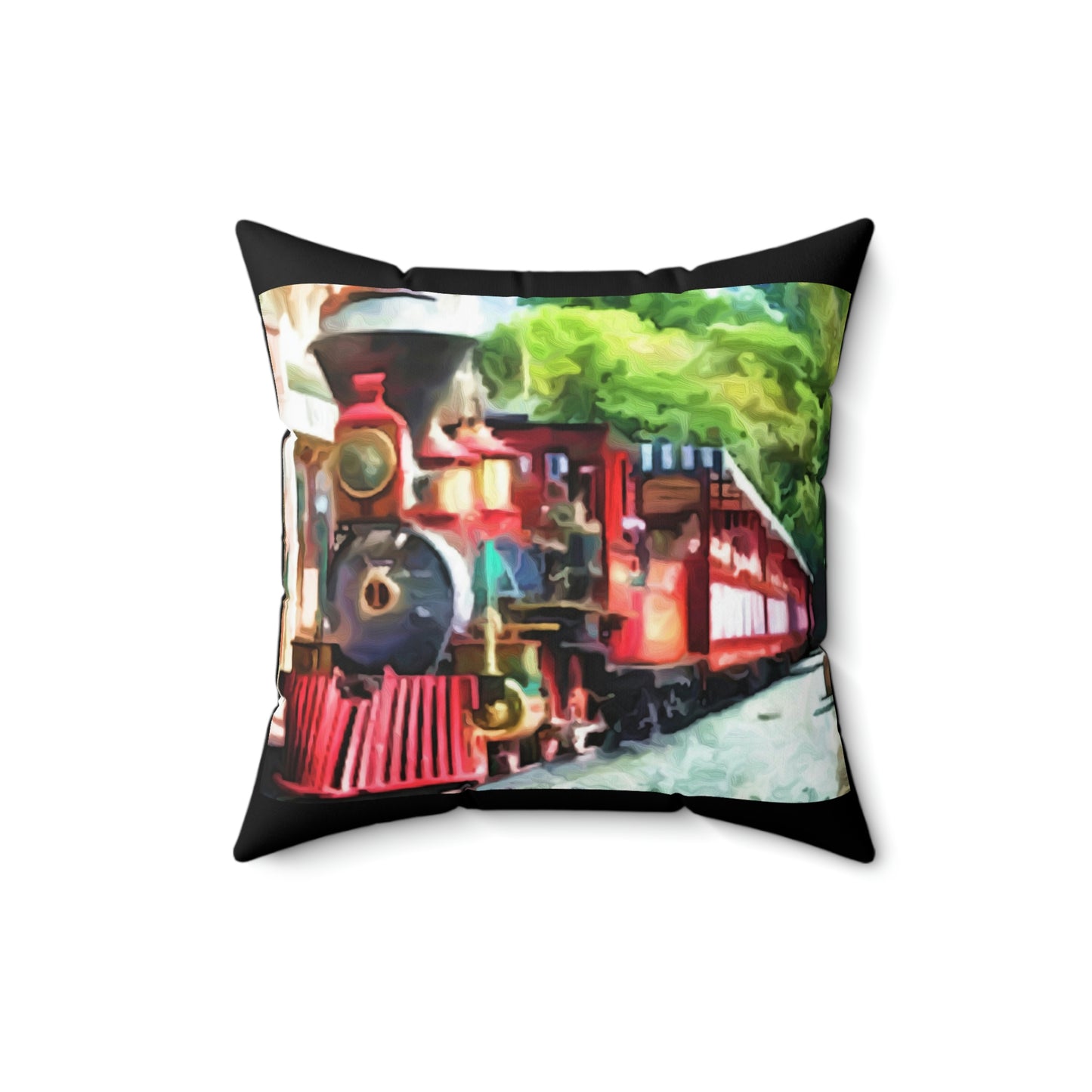 Spun Polyester Square Pillow Disneyland ~Rail Road~ Train Ride