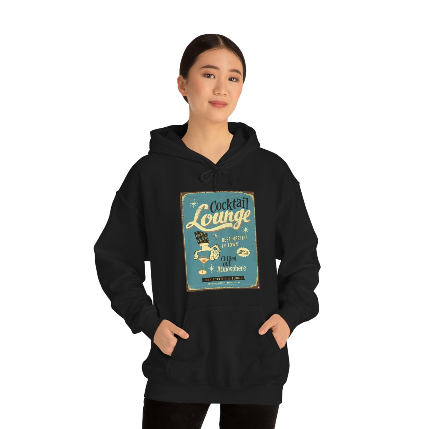 Unisex Heavy Blend™ Hooded Sweatshirt Vintage metal sign - Cocktail Lounge