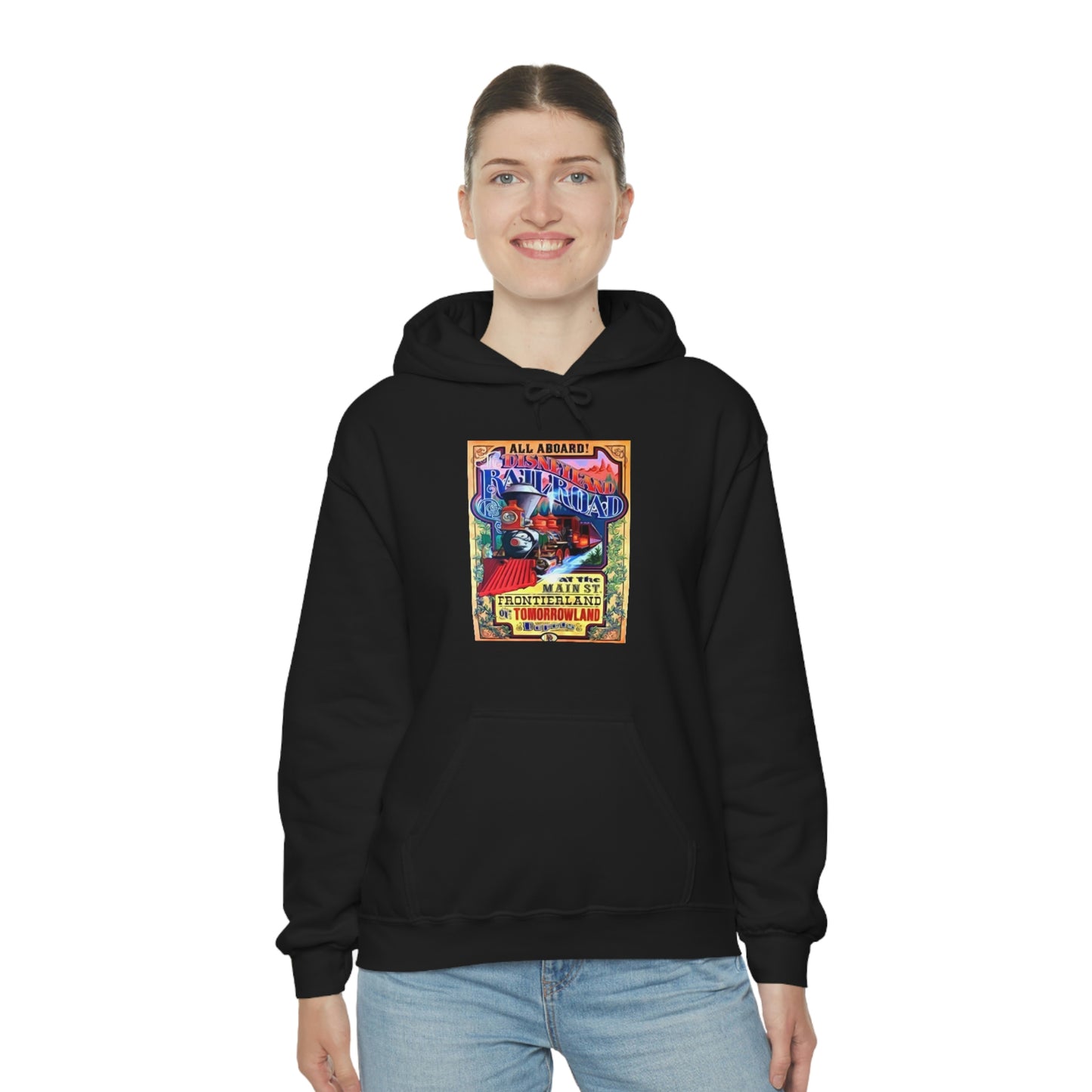 Unisex Heavy Blend Hooded Sweatshirt DISNEYLANDS RAILROAD VINTAGE Poster