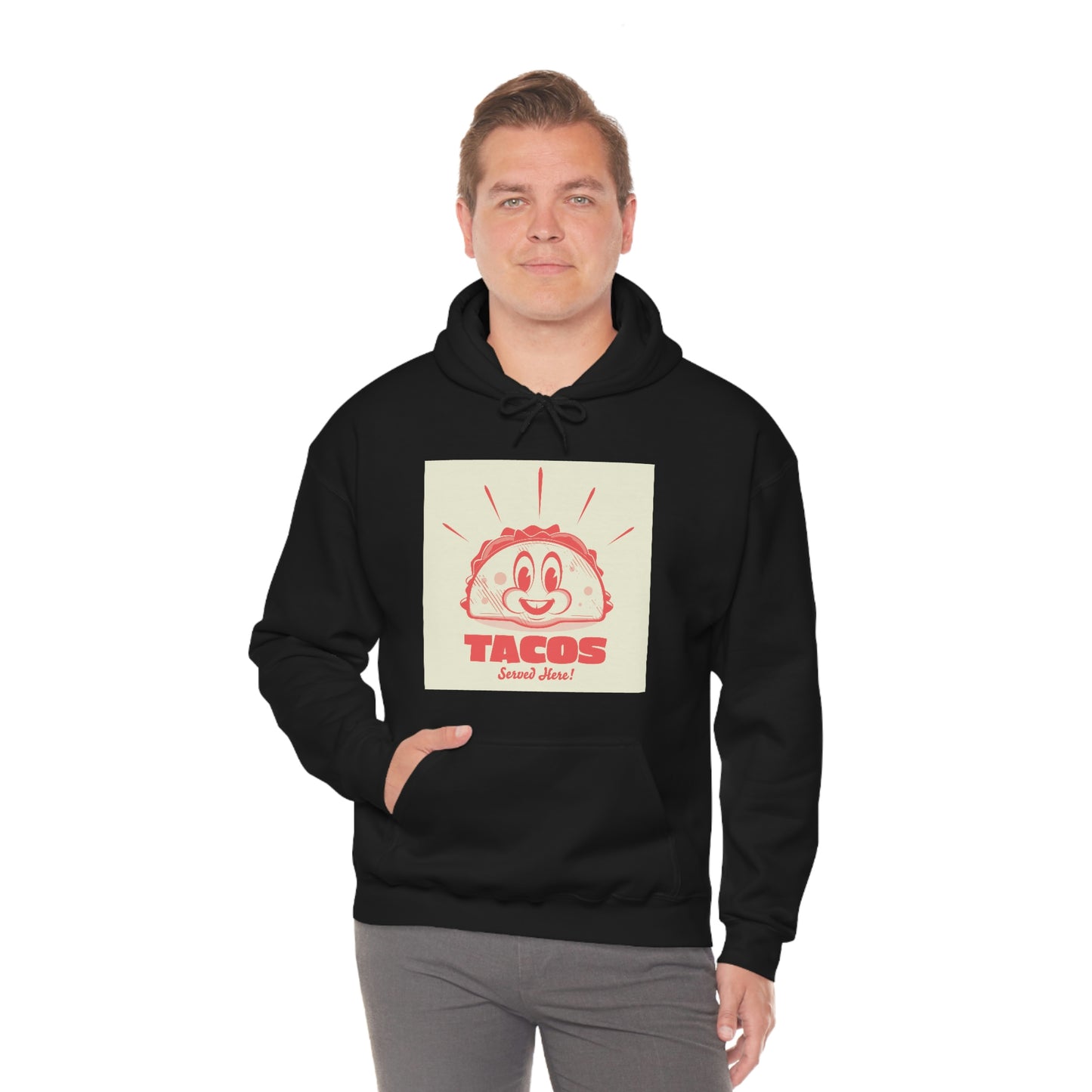 Unisex Heavy Blend™ Hooded Sweatshirt funny cartoon logo of a happy taco