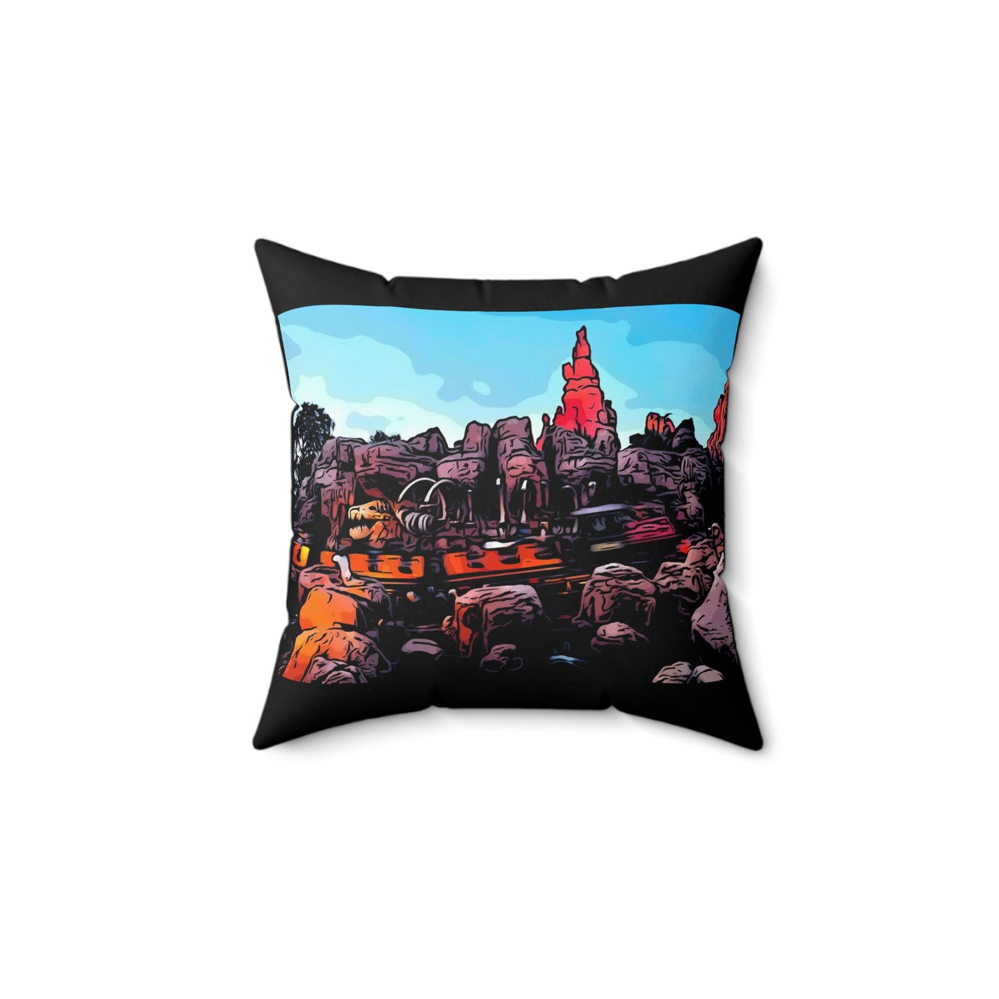 Spun Polyester Square Pillow Disneyland ~Big Thunder Mountain~ Ride