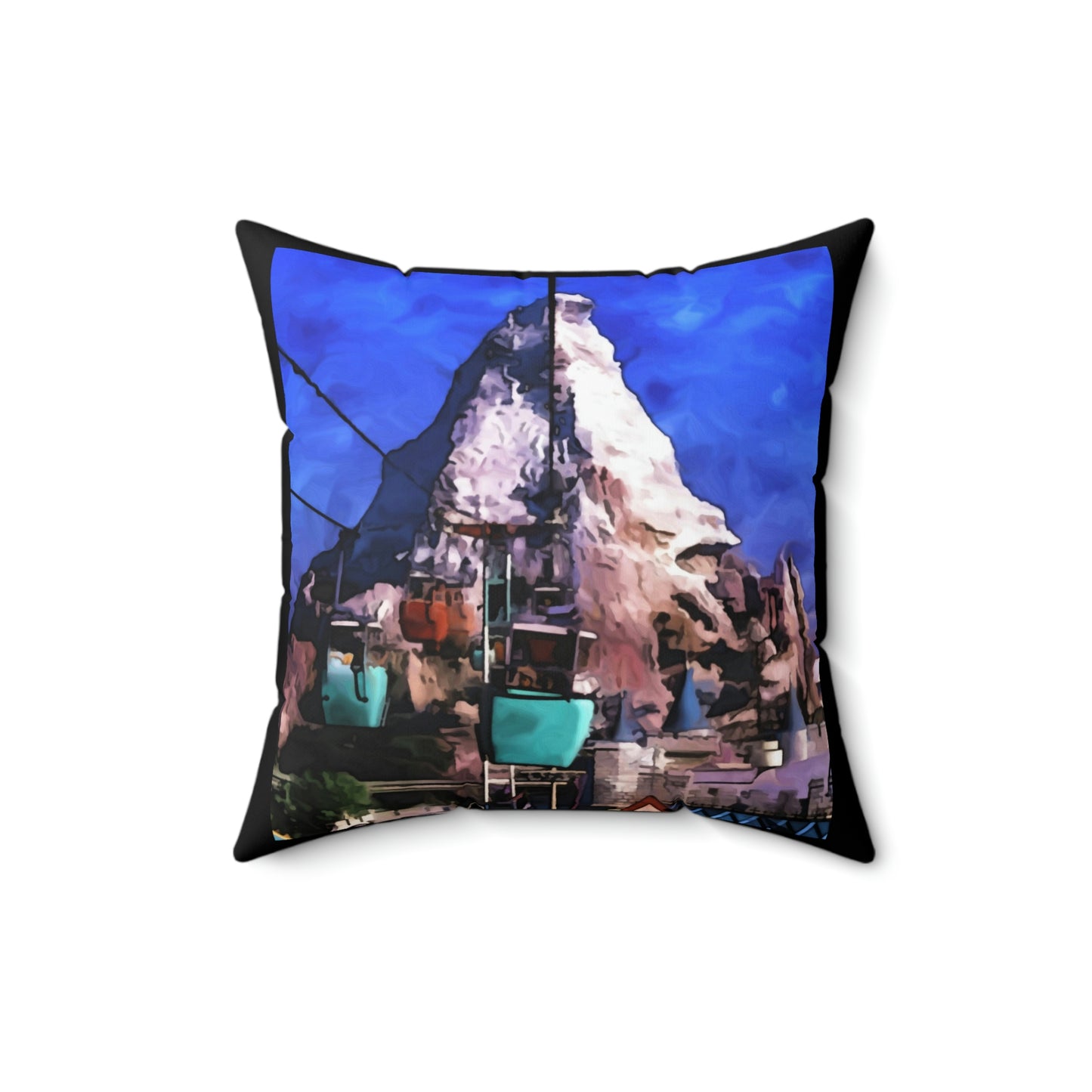 Spun Polyester Square Pillow Disneyland ~Sky Buckets~ Ride