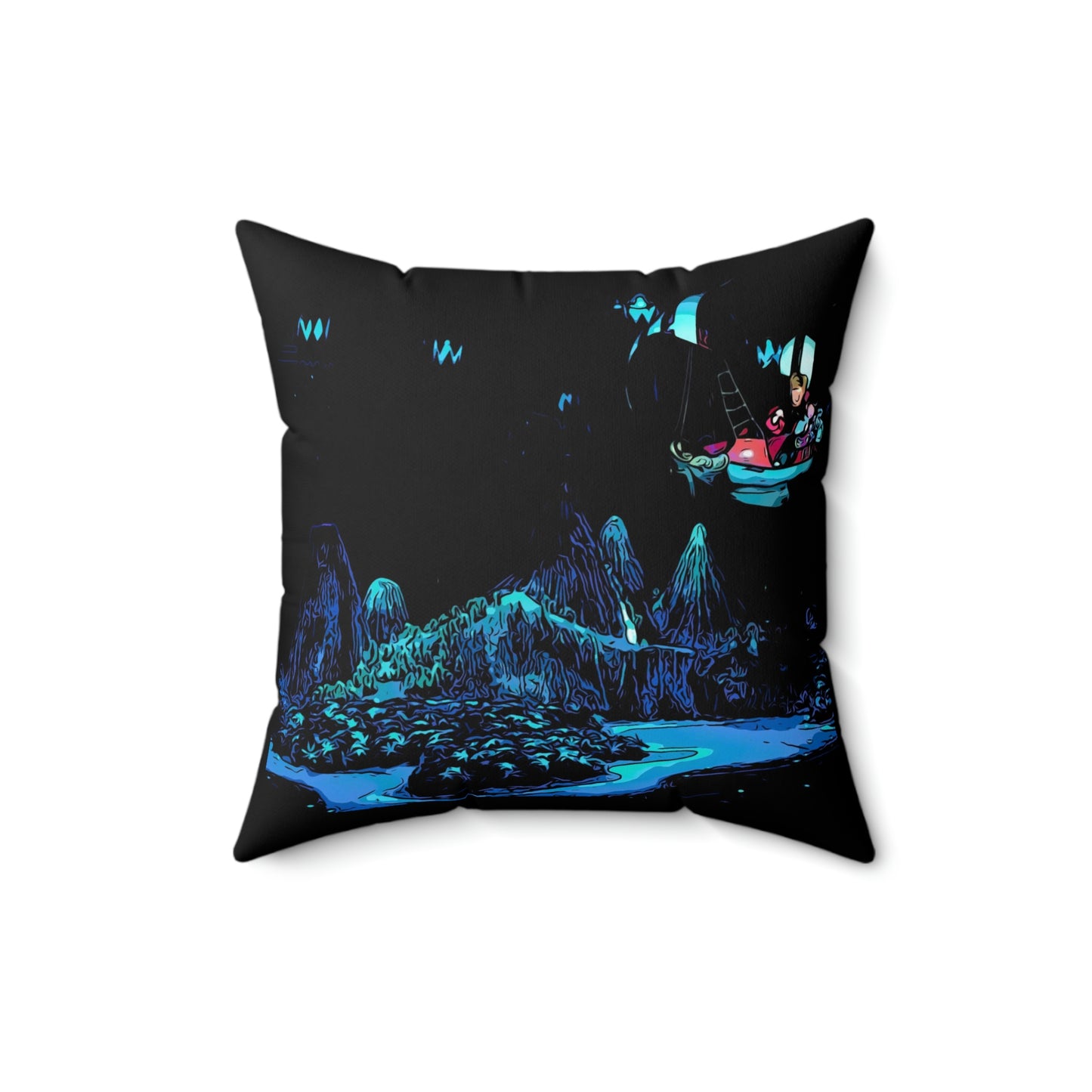 Spun Polyester Square Pillow Disneyland ~Peter Pan Flight~ Ride