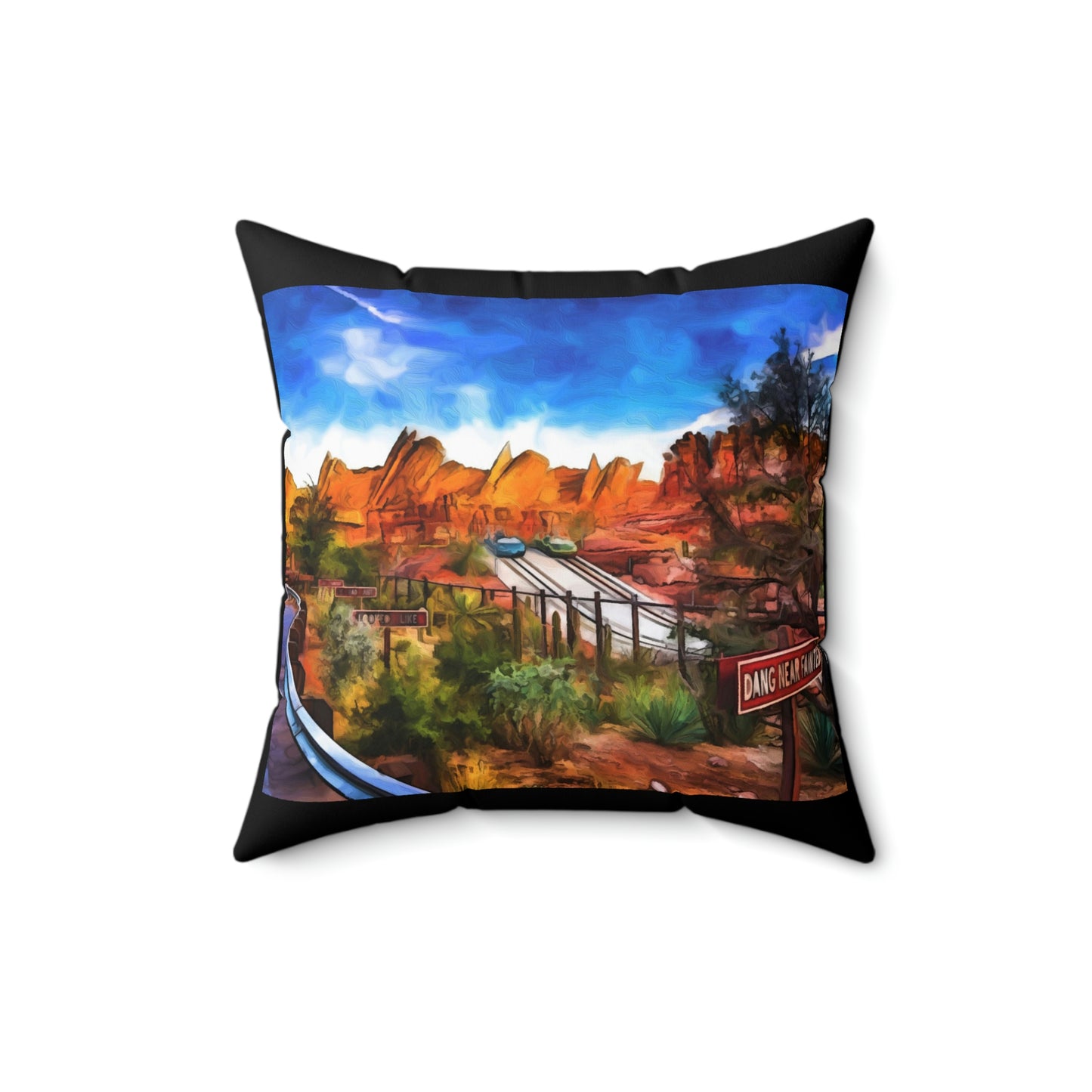 Spun Polyester Square Pillow Disneyland ~Radiator Springs Racers~ Ride