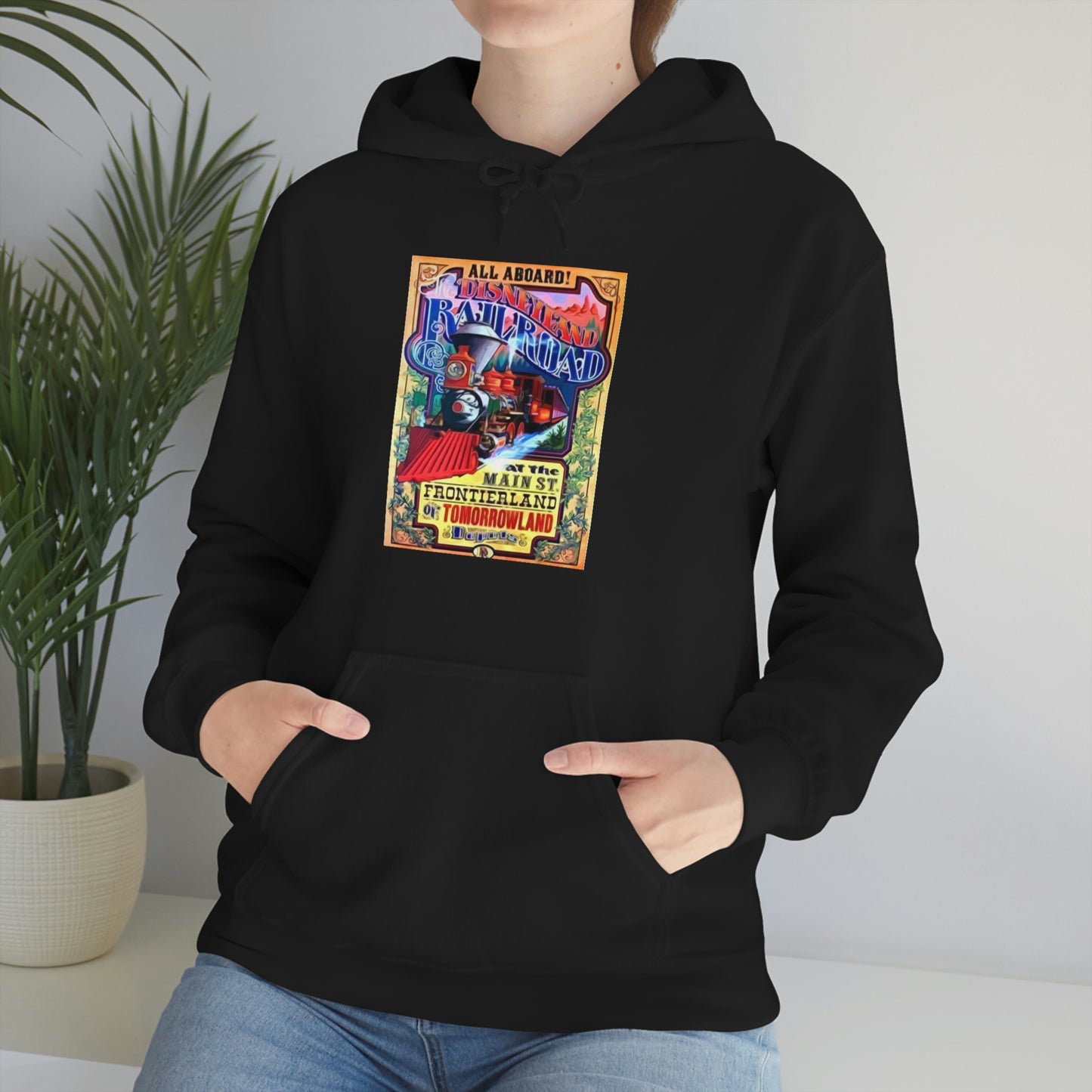 Unisex Heavy Blend Hooded Sweatshirt DISNEYLANDS RAILROAD VINTAGE Poster