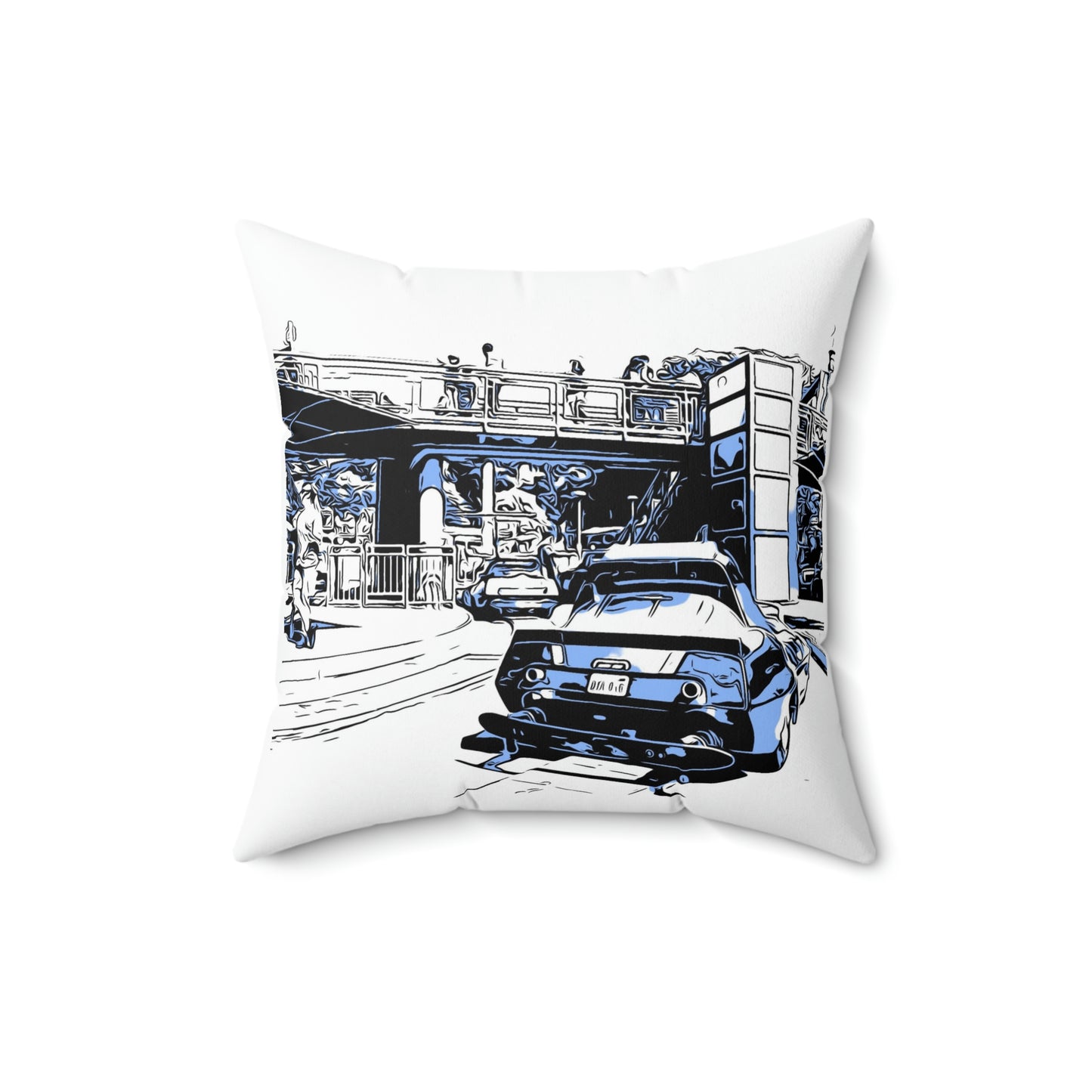 Spun Polyester Square Pillow Disneyland ~Autopia~ Ride