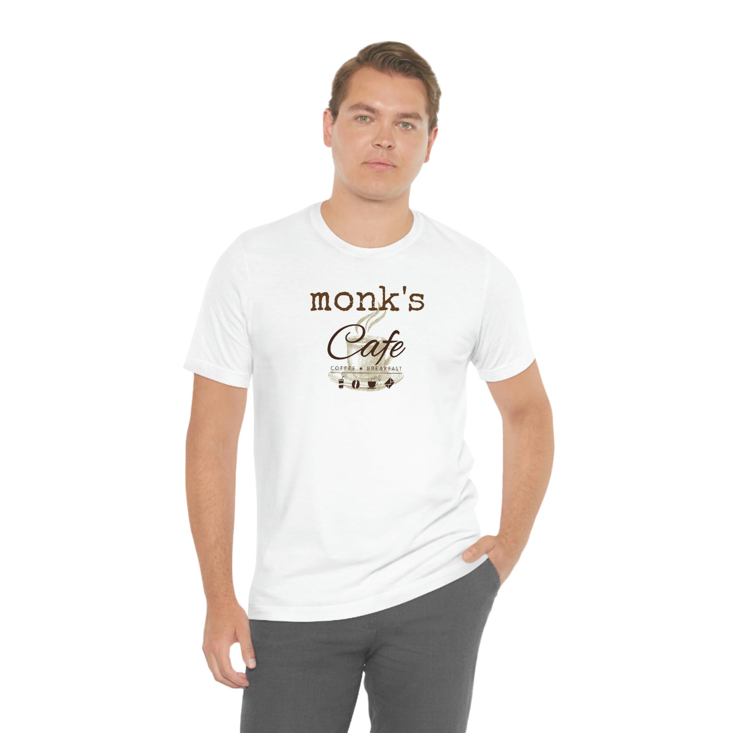 Unisex Jersey Short Sleeve Tee Seinfeld "Monk's Cafe"